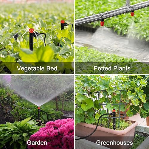 Miniatura 7 de Sistema completo de riego por goteo de 234 pies con 87 conectores rápidos, kit automático de rociadores para césped, cama elevada, invernadero y
