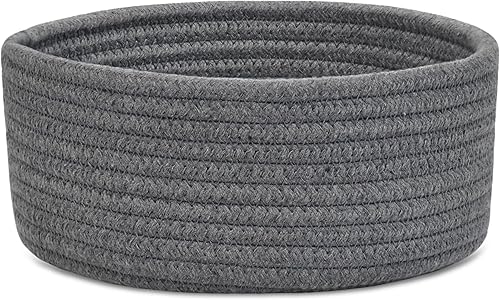 Miniatura 6 de ABenkle Cesta Tejida Pequeña, Cestas de Almacenamiento Pequeñas Vacías y Poco Profundas, Mini Cestas de Cuerda de Algodón, Cesta Decorativa Redonda