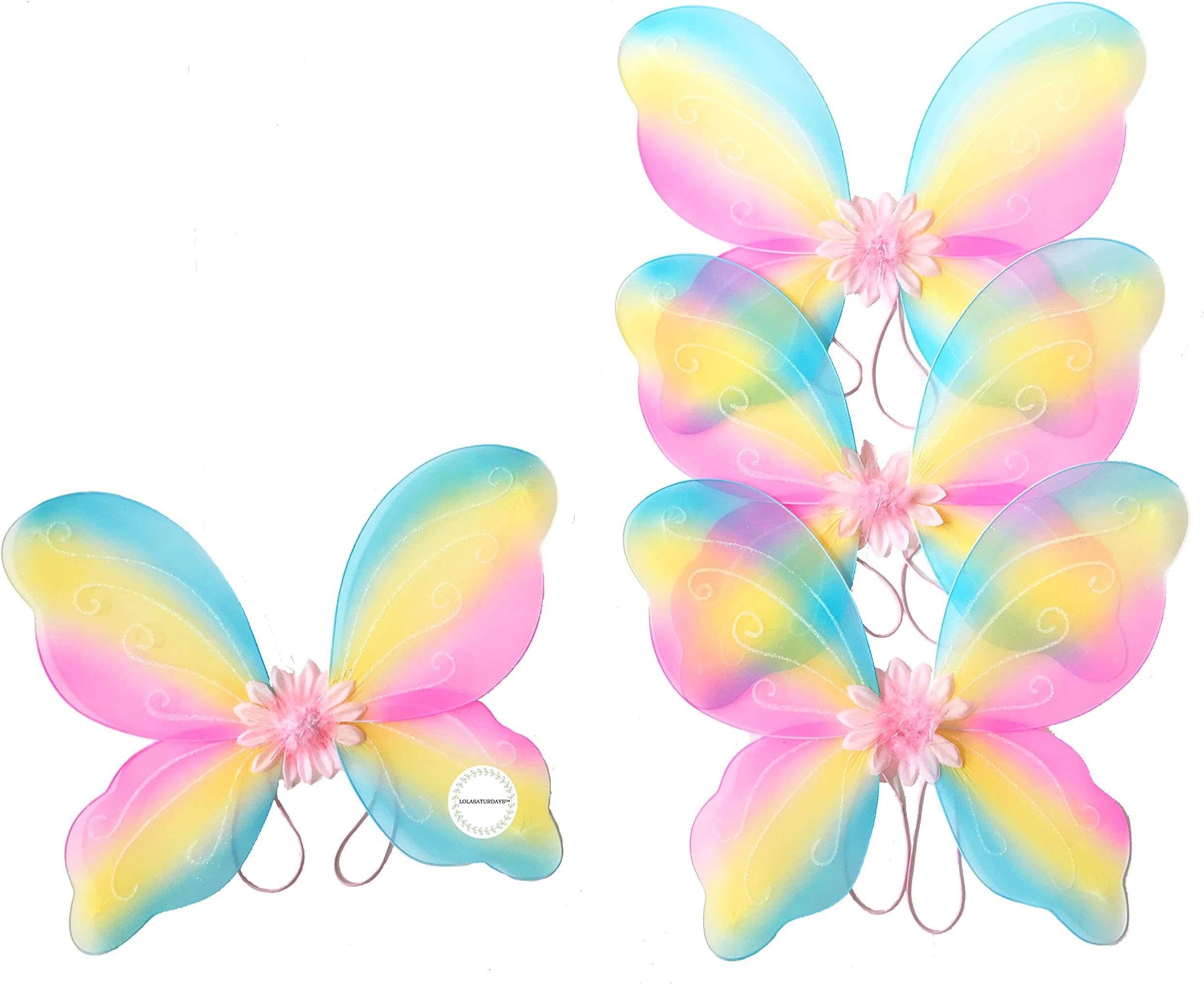 Fairy Wings 22" x 15" Fairy Wings for Fairy Costumes or Butterfly Tinkerbell Party Themes (Pack of 4 Wings)