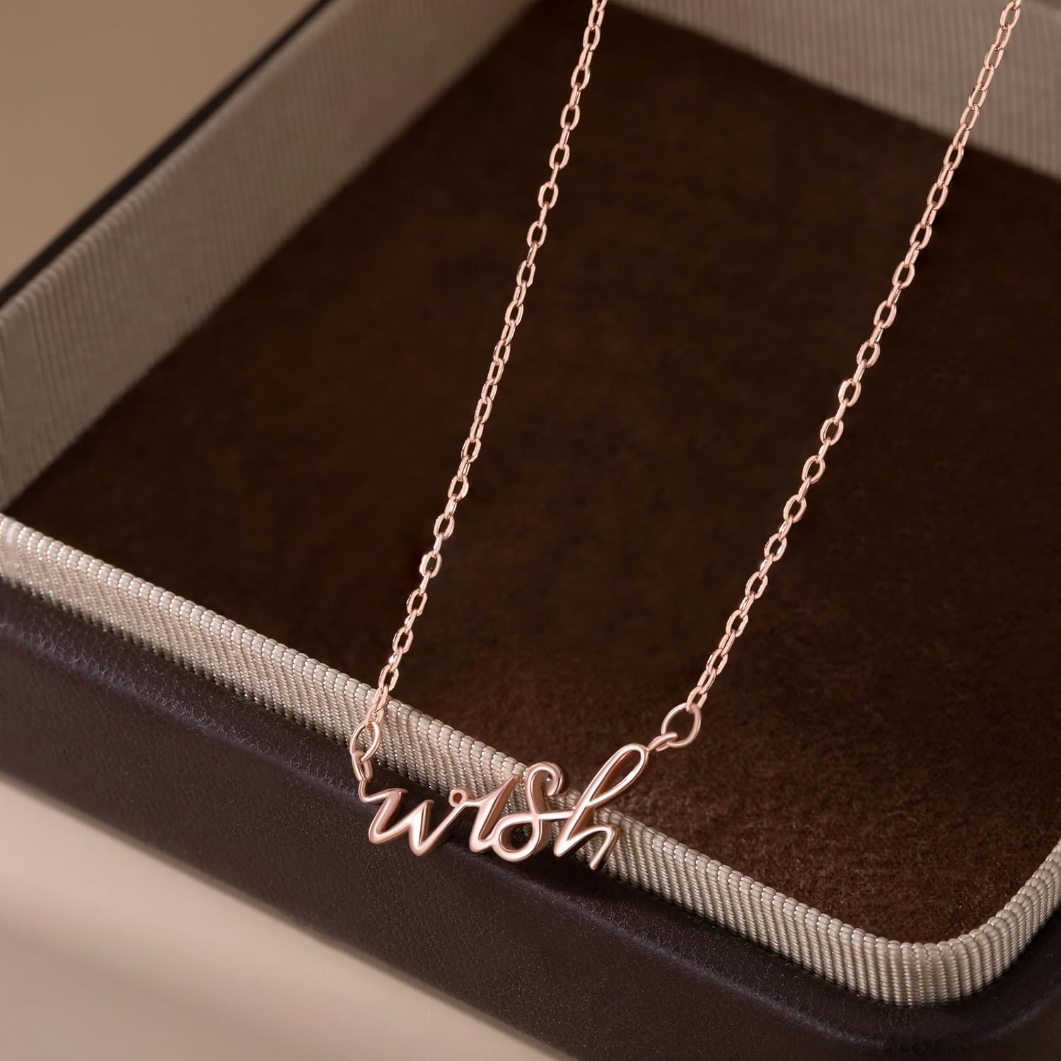 SLUYNZ 925 Sterling Silver Wish Necklace Choker for Women Teens Word Pendant Necklace for Her Birthday Anniversary