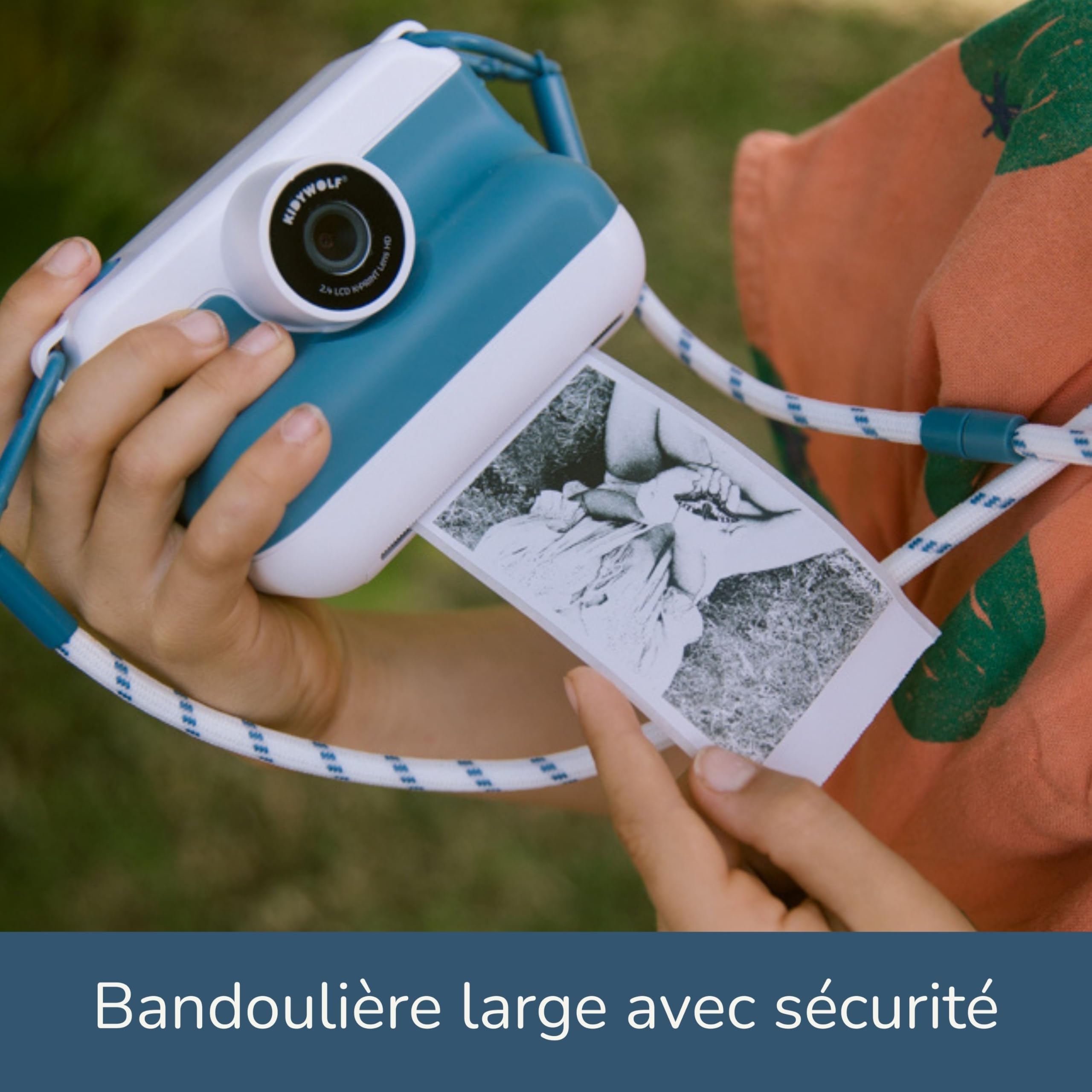 KIDYWOLF - K-Print Bleu - Appareil Photo Instantané Enfant dès 8 Ans - Impression Thermique sans Encre - Kit Photo avec Stickers