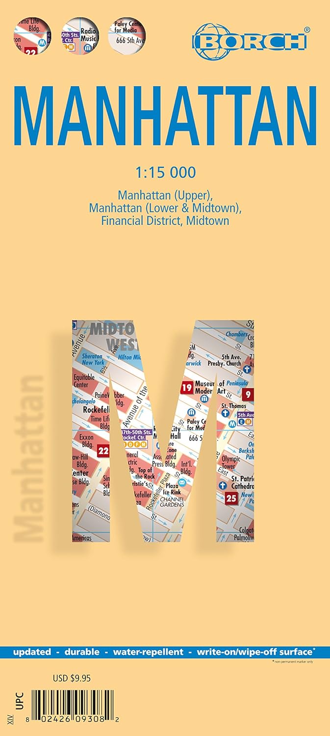 Manhattan, NY - Laminated Borch US City Map Office Product