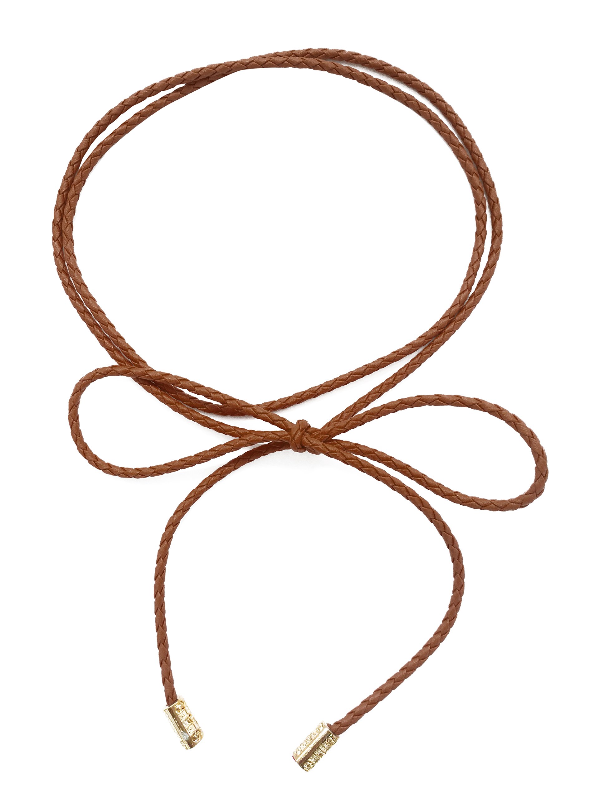 TeeYeeWomen PU Leather Knitted Waist Belt/Rope/Chain in Solid Colors