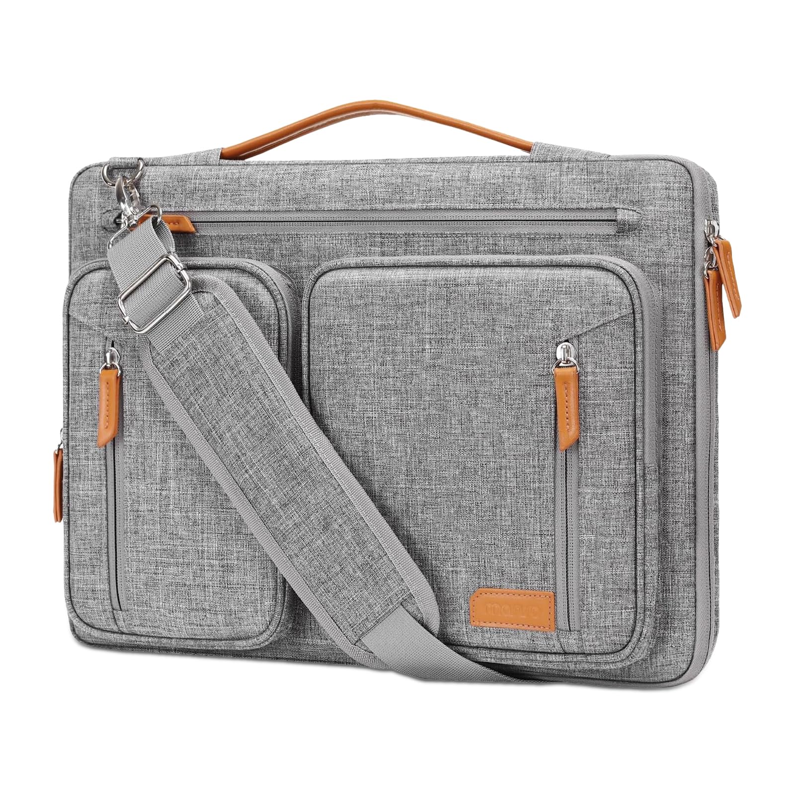 MOSISO 360 Protective Laptop Shoulder Bag, 15-15.6 inch Computer Bags Compatible with MacBook Pro 16, HP, Dell, Lenovo, Notebook, Side Open Messenger Bag with 5 Accessory Pockets & Belt, Gray