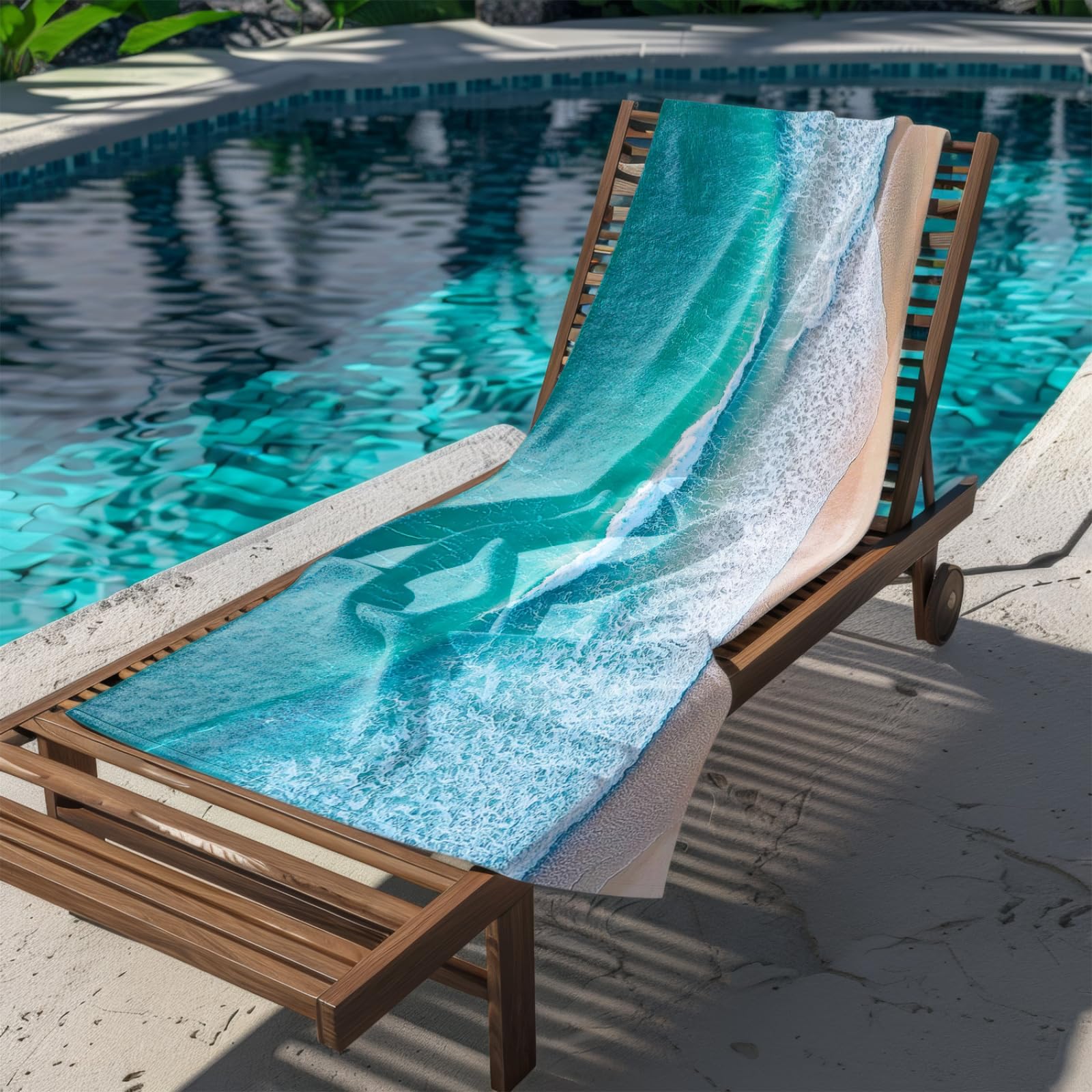 Genérico Toalla Playa 180X100 Ondas Verdes Grande Toallas de Piscina Grandes Anti Arena Secado Rápido Gimnasio Hombre Mujer Lavable A Máquina Regalo