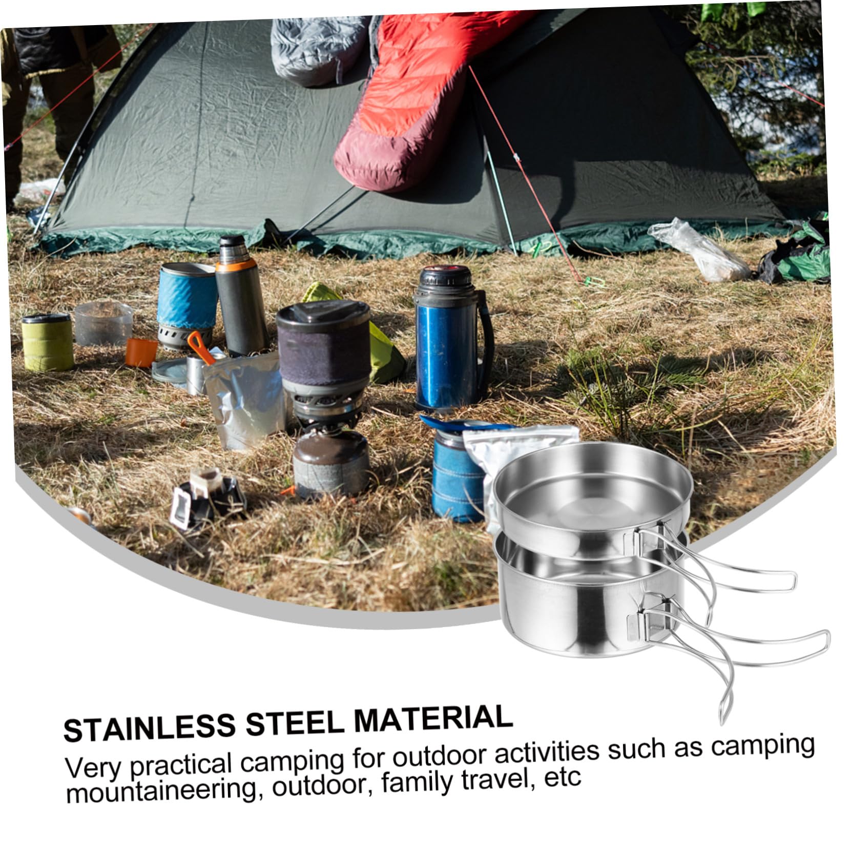Juego de Cocina para Camping de 8 Piezas de Acero Inoxidable