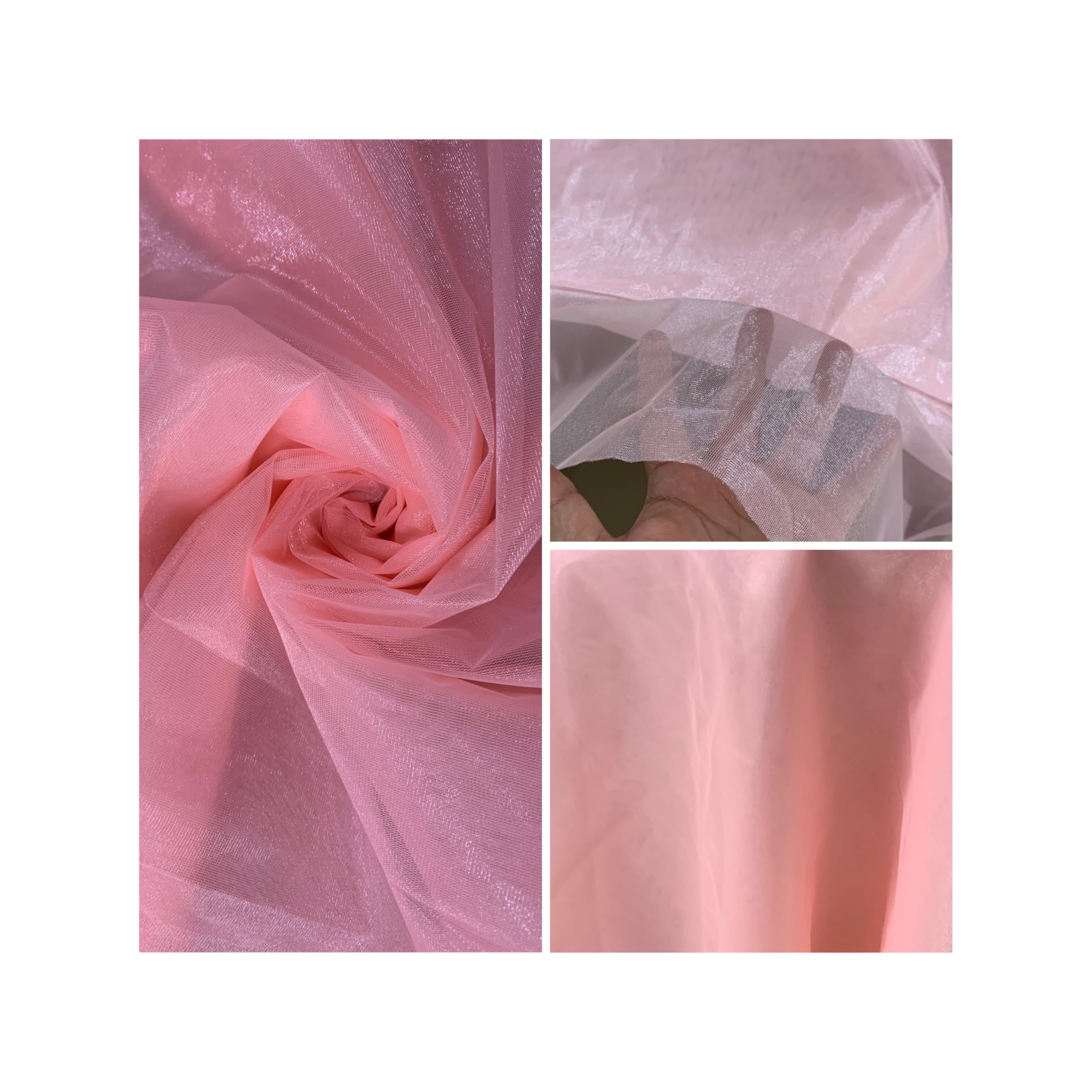 Twil NET Fabric-Silver (L:- 1/2/3/4/5 W:- 47 INCH) Peach Colour | Shimmer and Shiny Material | Imported Organza Type Material | Used to Make Kurti-one Piece-Gowns-Skirts-froks-Dress (1 Meter)-image-7