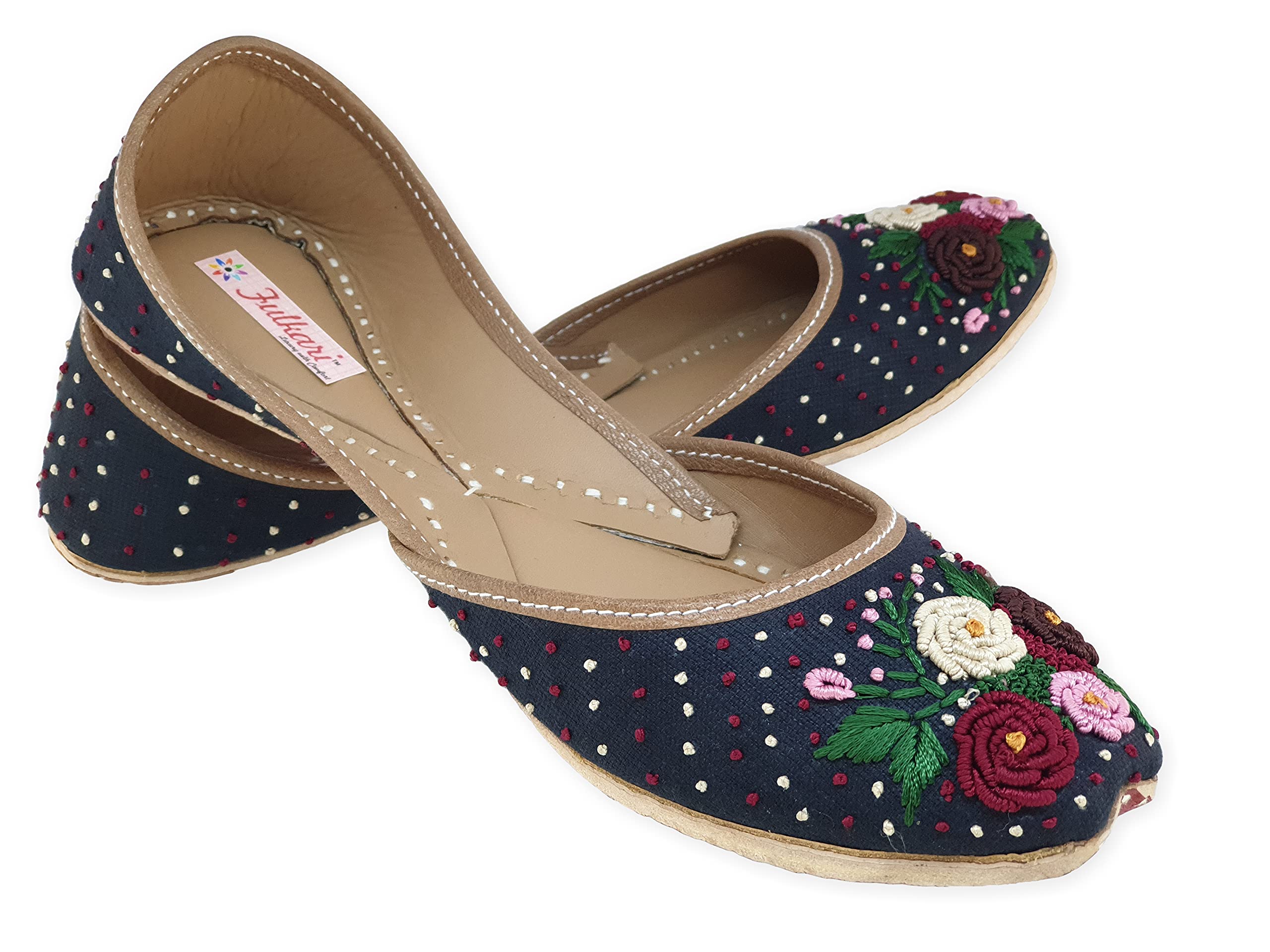 FulkariWomen's Moonshine Multicolored Toned Jutti | Bite and Pinch Free Soft Jutis Leather | Punjabi Formal Juti | Girl's Wedding Flats | Indian Ladies Mojari | Bridal Ethnic |
