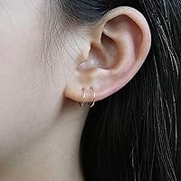 Vista 2 de 14k Rose Gold Filled Mini Huggie Hoop Earrings for Women Girls