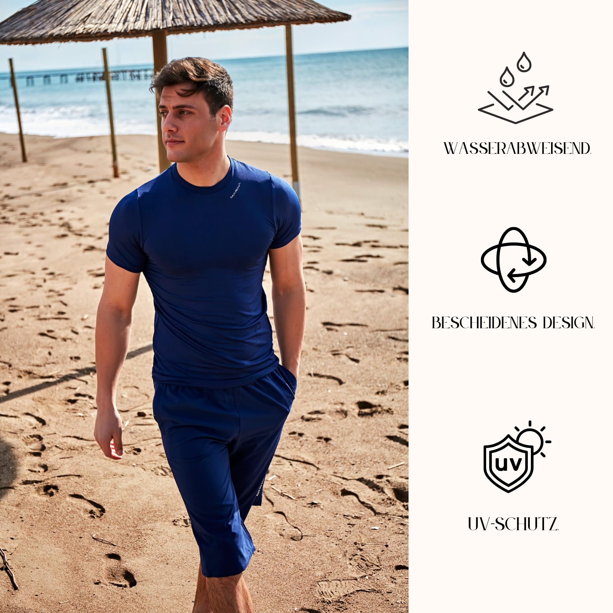 MARINA SWIMWEAR Costume da bagno islamico da uomo con vestibilità lunga | costumi da bagno lunghi al ginocchio modesti | comodi per lo sport, la vita quotidiana, la piscina e la spiaggia | costumi da