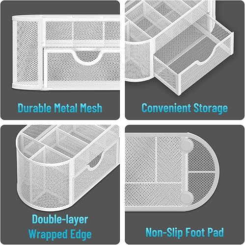 Miniatura 4 de SUPEASY Organizador de escritorio de malla, accesorios de escritorio y organizadores de espacio de trabajo con cajones, soporte para lápices para