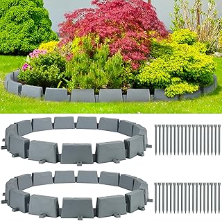 Faux Stone Landscape Edging Border, Plastic Garden Edging Border No Dig ...