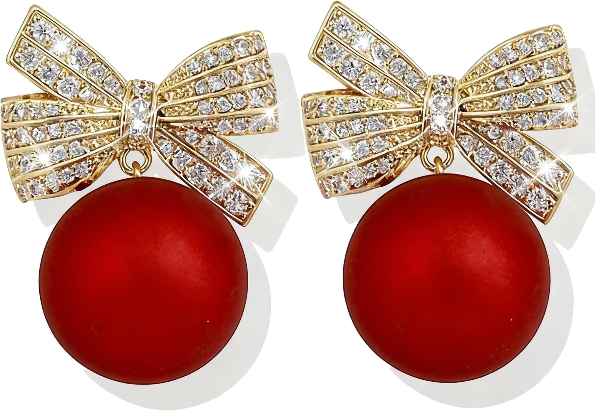 Christmas Earrings for Women Rhinestone Pearl Bow Earrings Holiday Jewelry Gifts Christmas Outfits for Women Decorations Gifts Stocking Stuffers