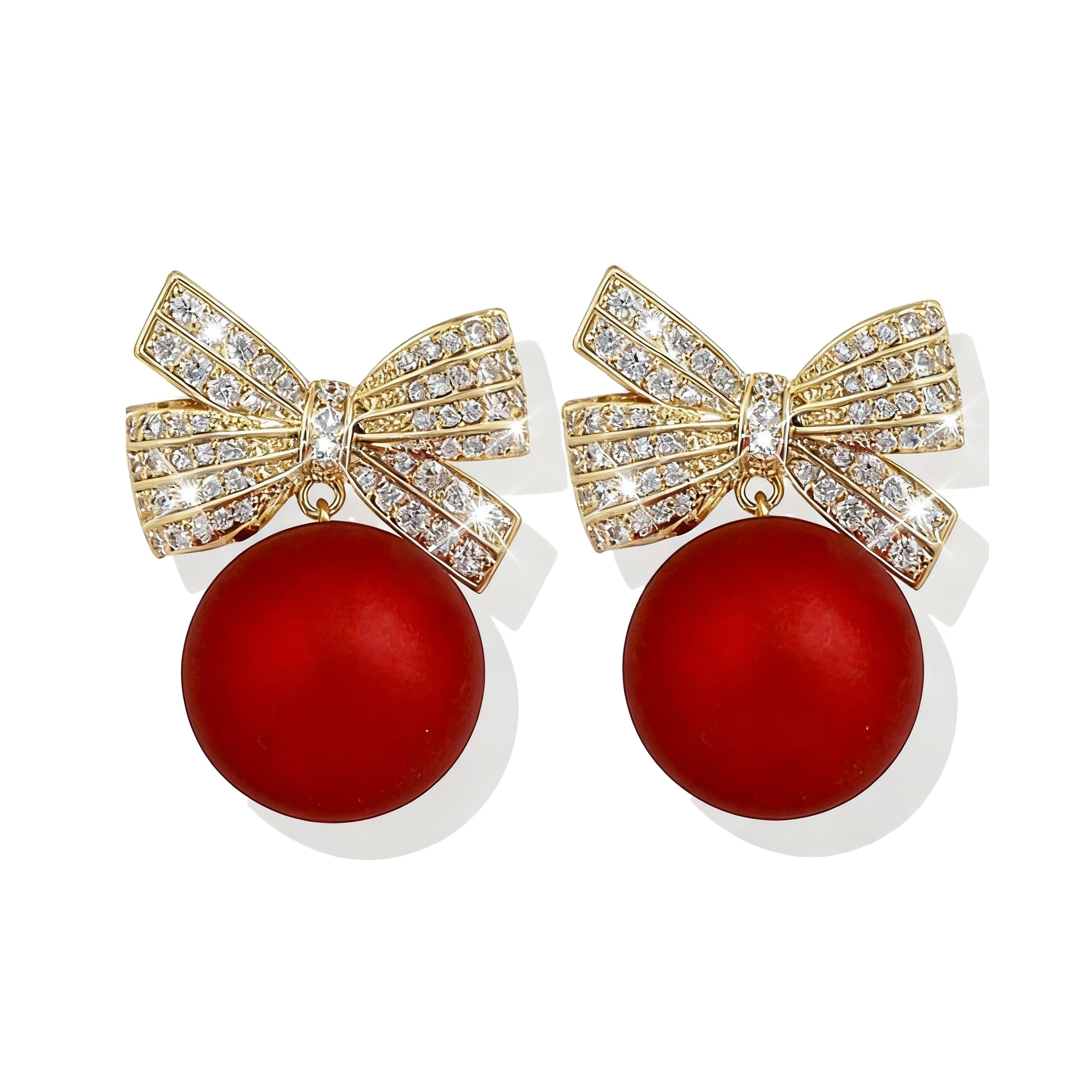 Christmas Earrings for Women Rhinestone Pearl Bow Earrings Holiday Jewelry Gifts Christmas Outfits for Women Decorations Gifts Stocking Stuffers