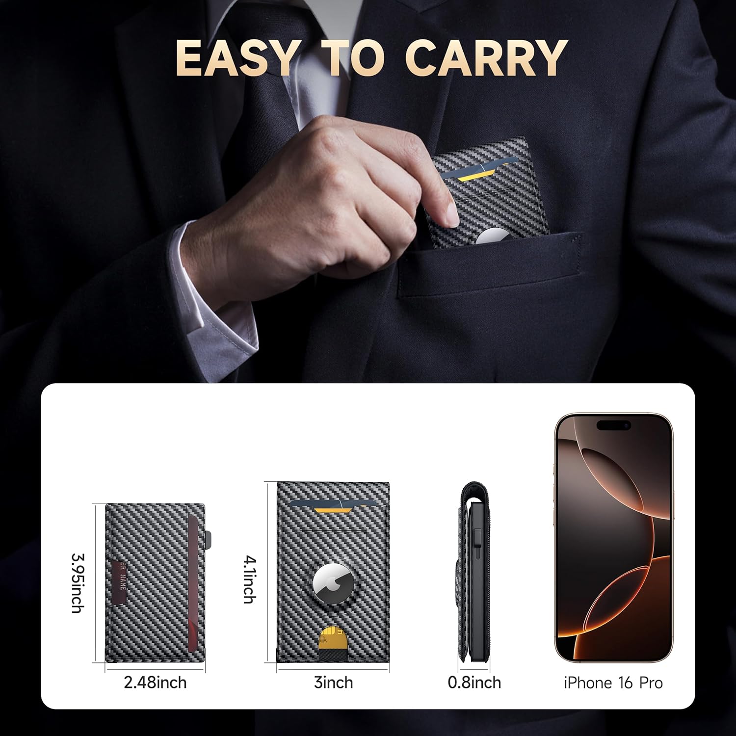 Wallet for Men, Mens Wallet AirTag with Magnetic Removable Credit Card Holder Pop Up Smart RFID Blocking Slim Leather Cash Slots ID Windows Minimalist Wallet (No Air tag Included) - Image 7