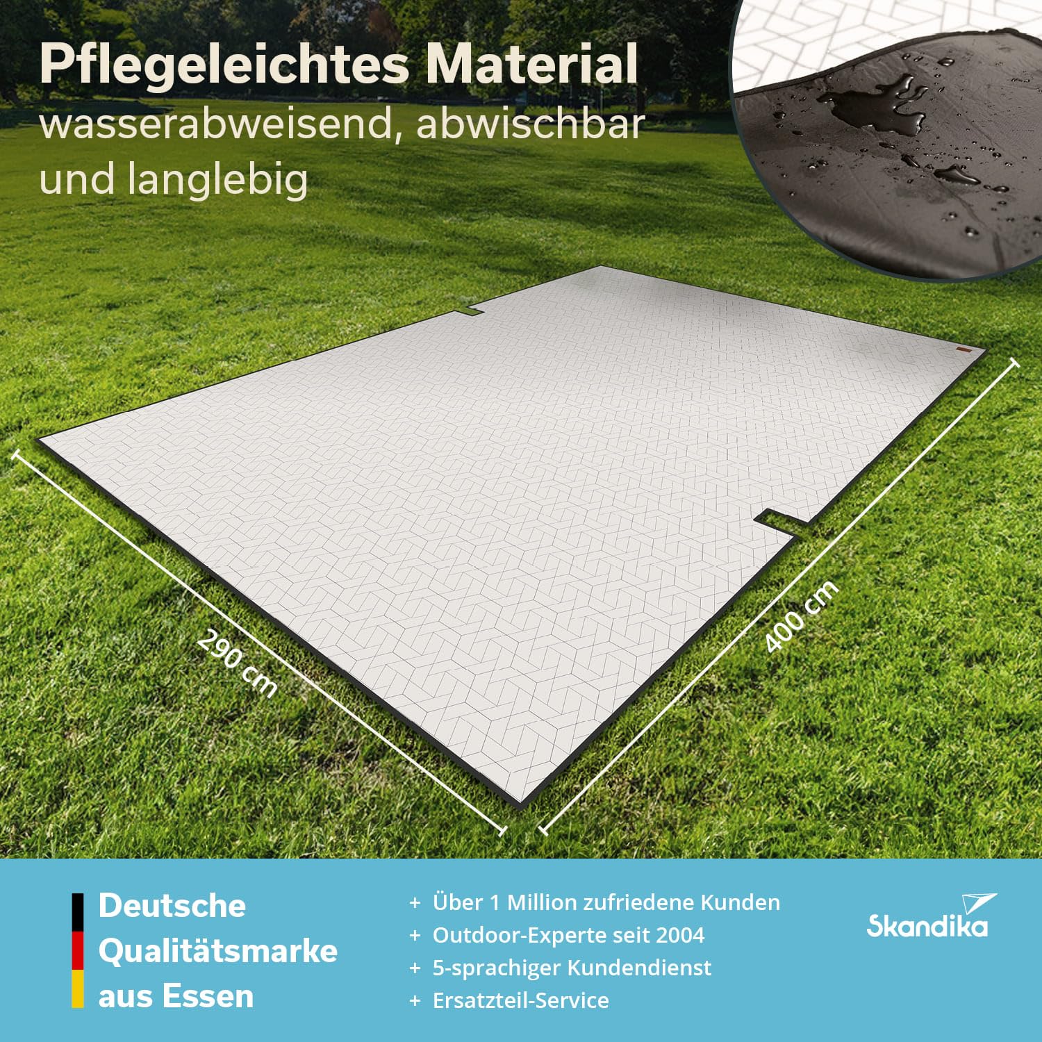 Skandika Zeltteppich Lindal 290 × 400 cm | Outdoor Teppich mit Softtouch-Fleece, wetterfest & wasserdicht, mit Aufbewahrungstasche | Picknickdecke, Campingteppich, Zeltunterlage, Camping Zubehör