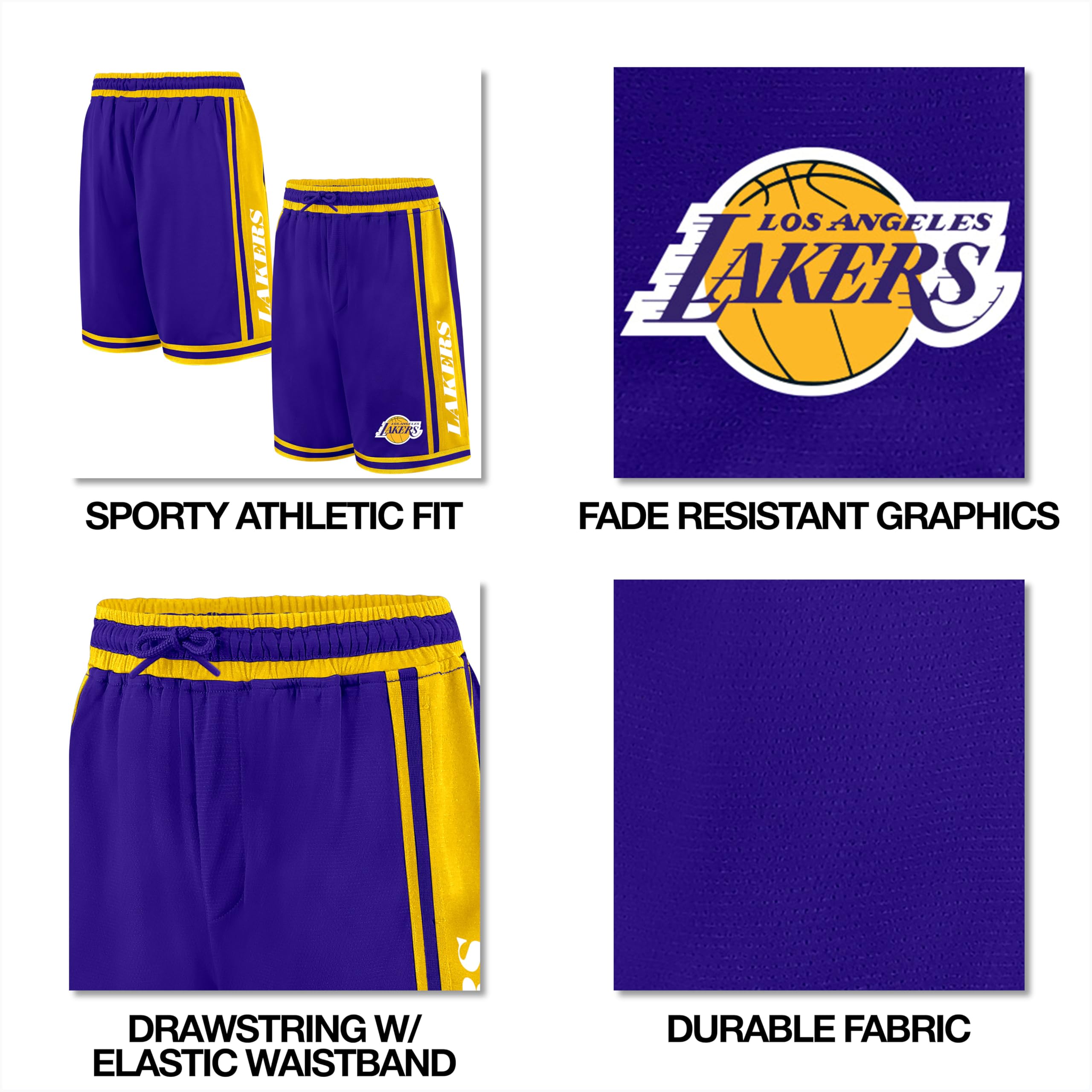 Ultra Game Pantalones cortos de baloncesto oficiales de la NBA para niños con malla de aire suave, ajuste clásico