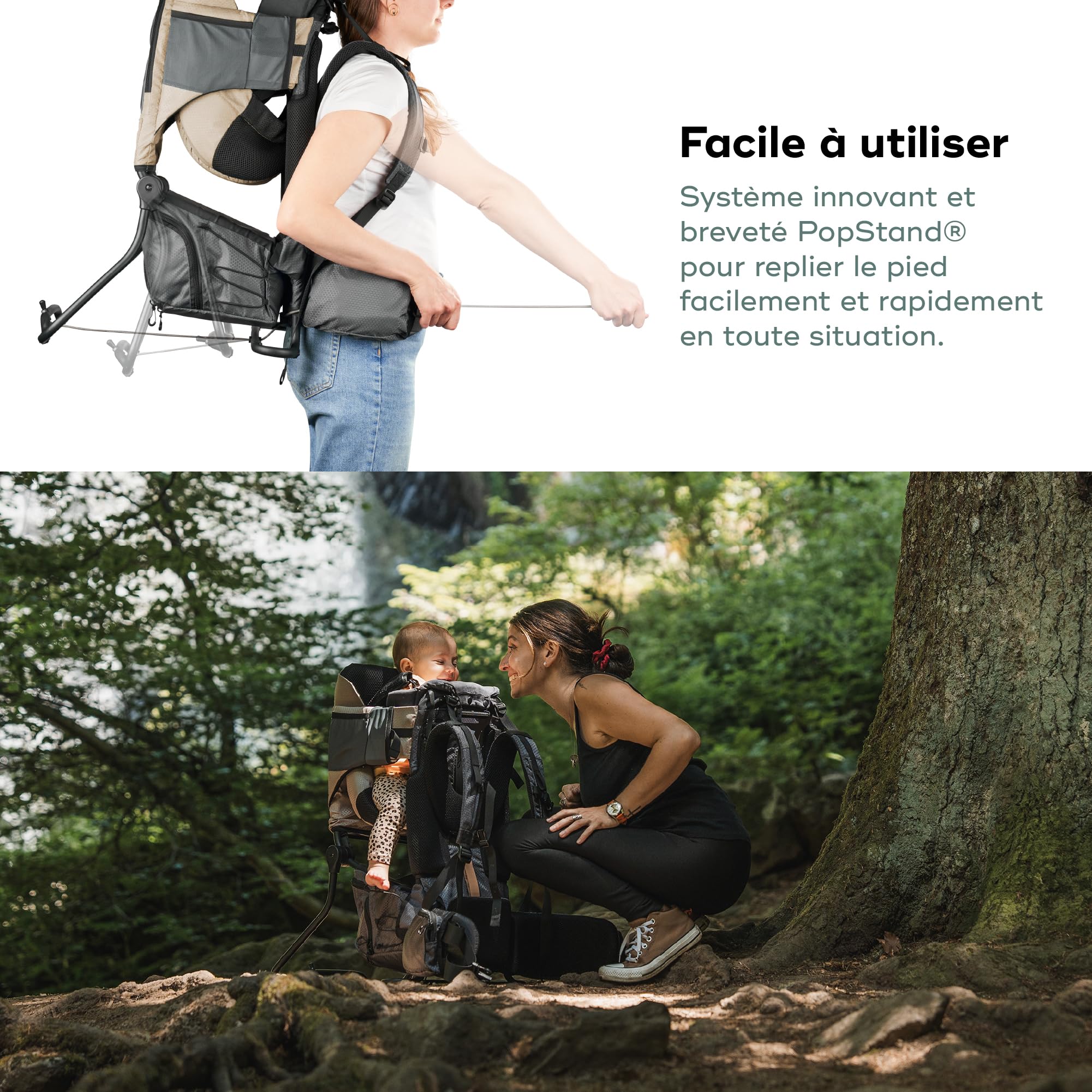Babymoov Porte-bébé randonnée Moov&Hike + - Sac à Dos Confortable & Réglable - Siège Ajustable - Housse de Pluie, Sac à Langer 10L Inclus - Confort Enfant & Parent - Garanti à Vie