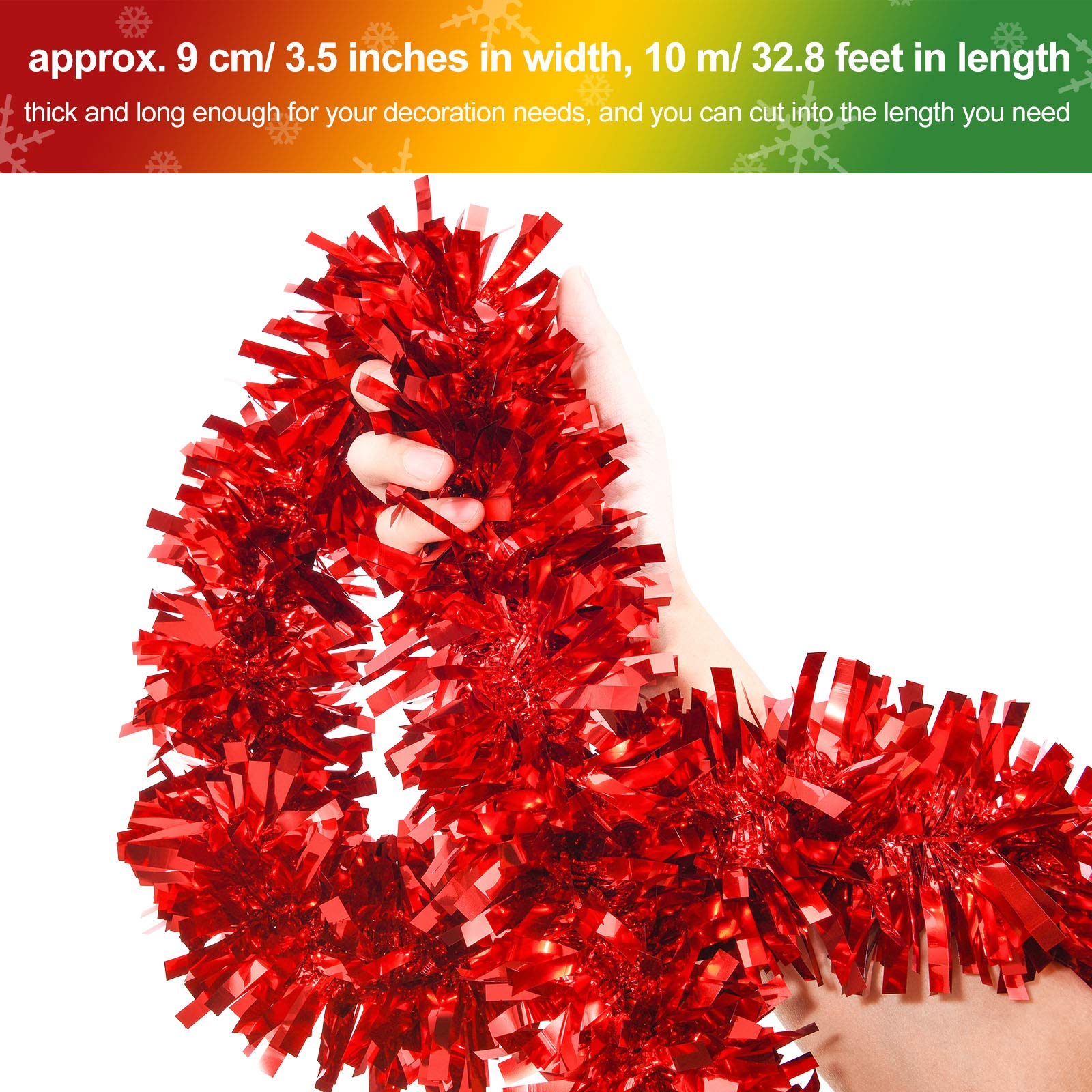 Lametta-Girlande Für Weihnachten, 3 Stück à 2 M – Metallisch Glänzend, Mit Schneeeffekt, Für Baum & Deko