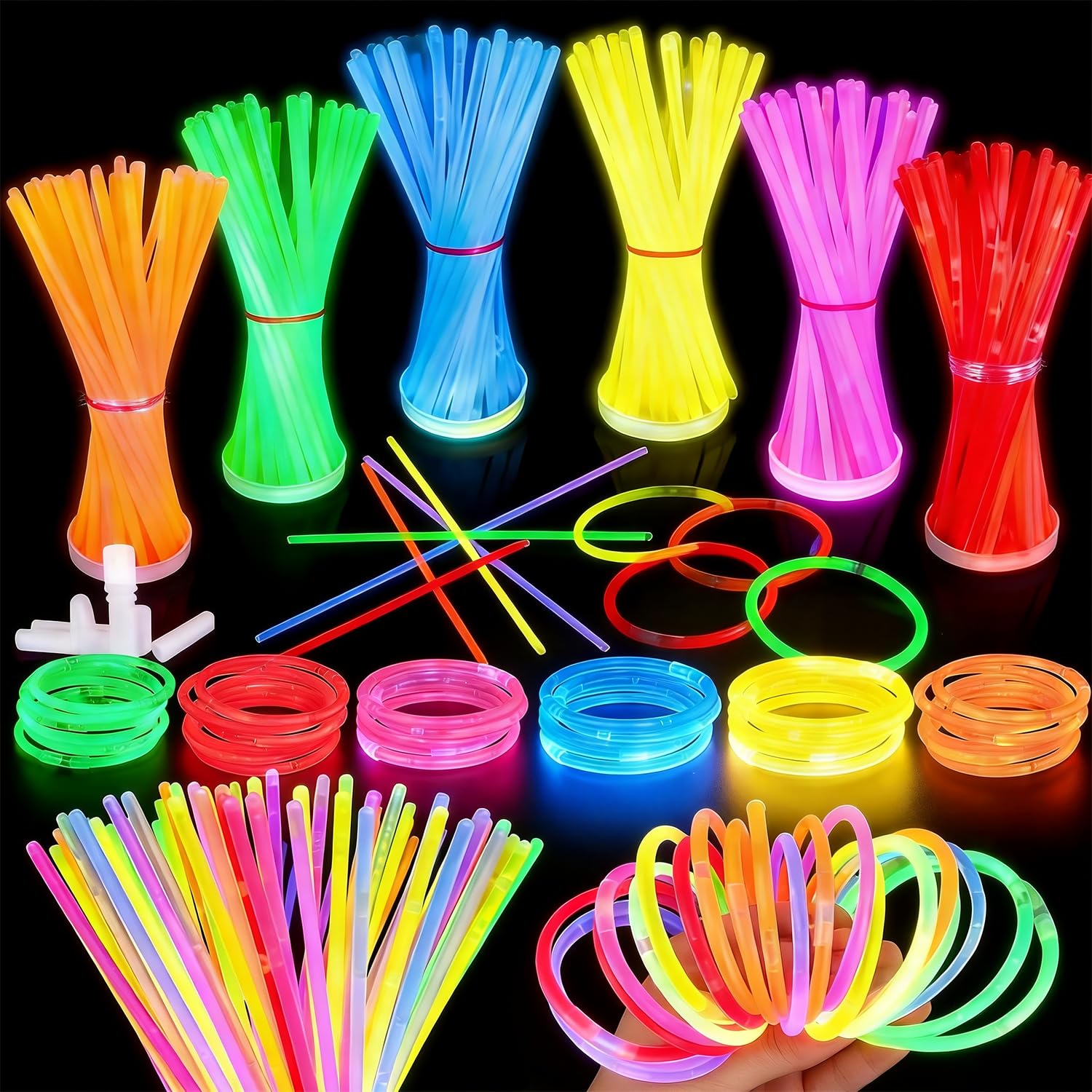 Cuackamily 100 Pcs Glow Sticks With Connectors For Bracelets And Necklaces