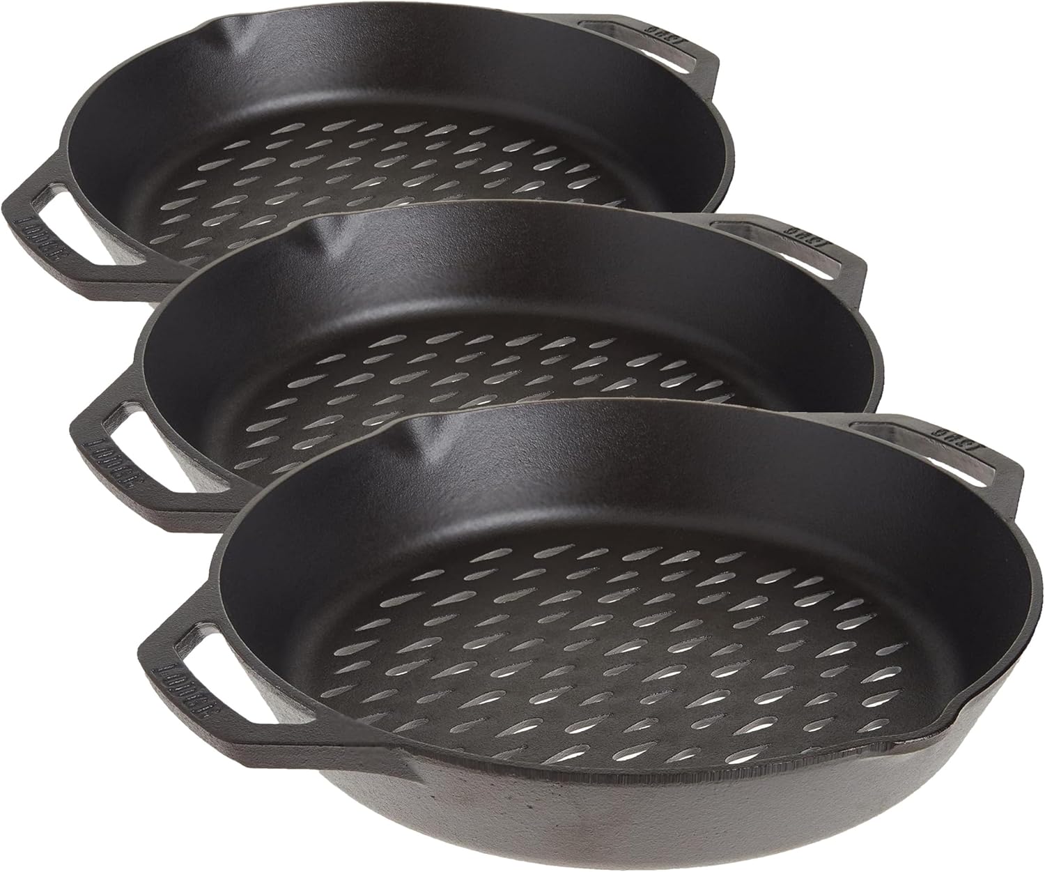 Lodge Pre-Seasoned Cast Iron Round Grilling Pan - Use on the Grill - Grilling Pan Designed to Protect Food from Falling Through the Grate - Cast Iron 12 Inch