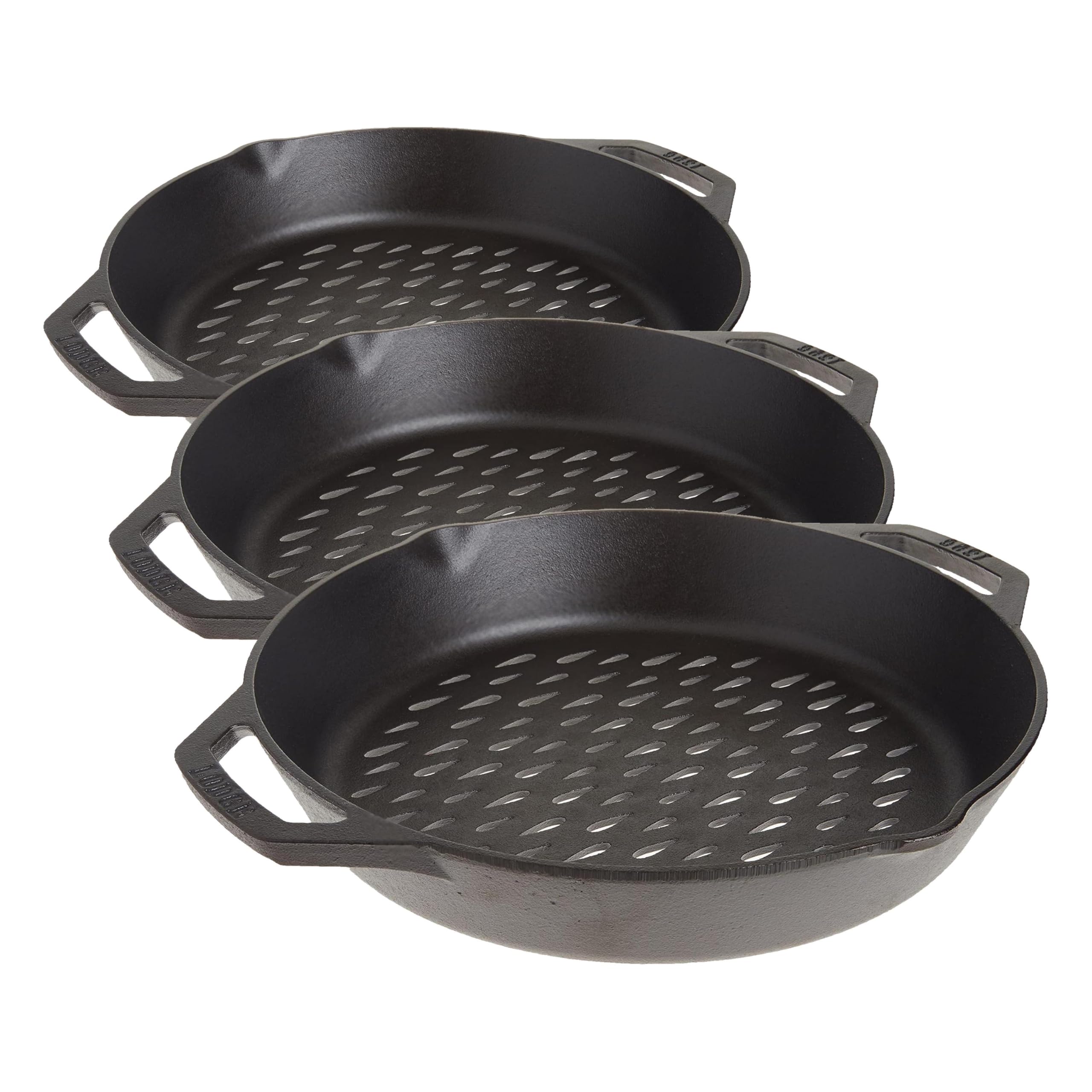 Lodge 12" Cast Iron Dual Handle Grill Basket (Pack of 3)