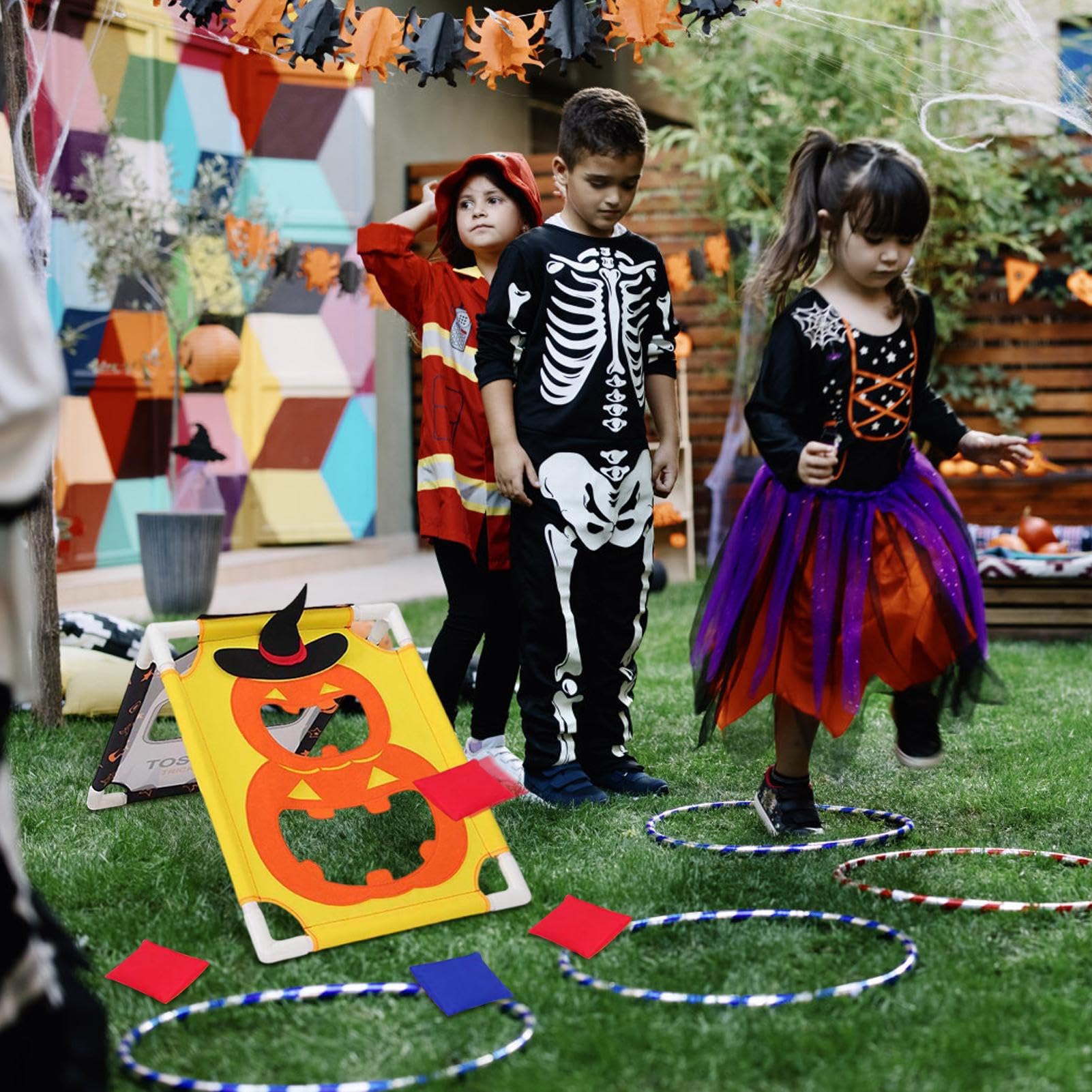 Lancio Divertente Interattivo Portatile A Tema Per Giardino | Set di Tavole Cornhole per Bambini Halloween per bambini ragazze ragazzi giardino cortile campeggio picnic scuola