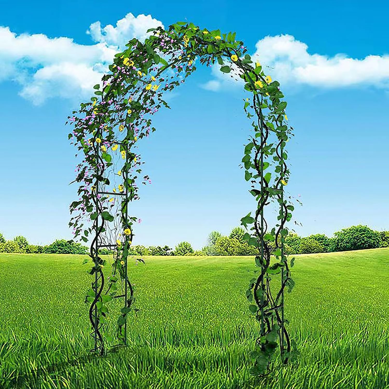 Metal Garden Arch, Wedding Arch Trellis, Assemble Freely, Rose Arch for Various Climbing Plant Roses Vines Bridal Party Decoration Pergola Arbor(Green,120x220x25cm)