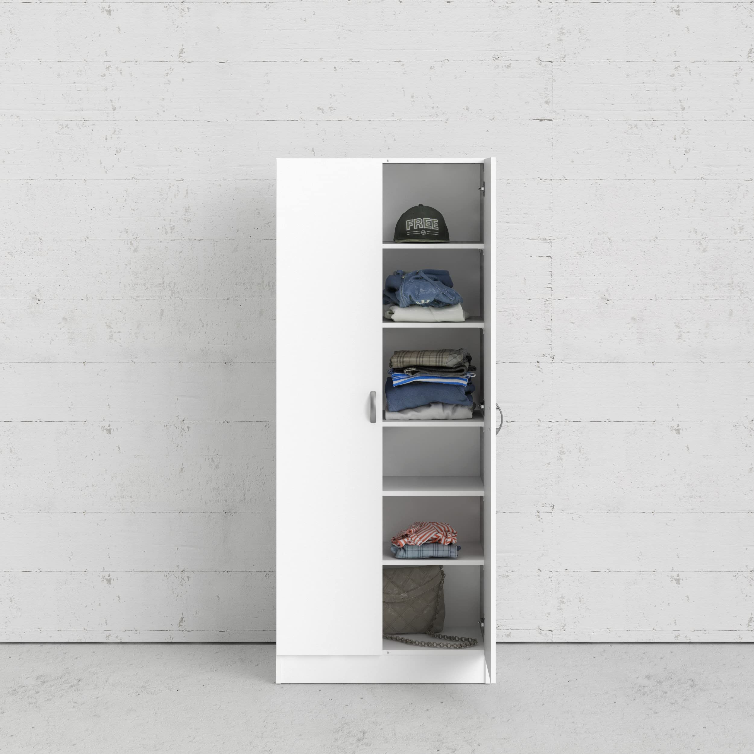Arredo Stock Armadio bianco multifunzione due ante battenti, 69x35x170 cm