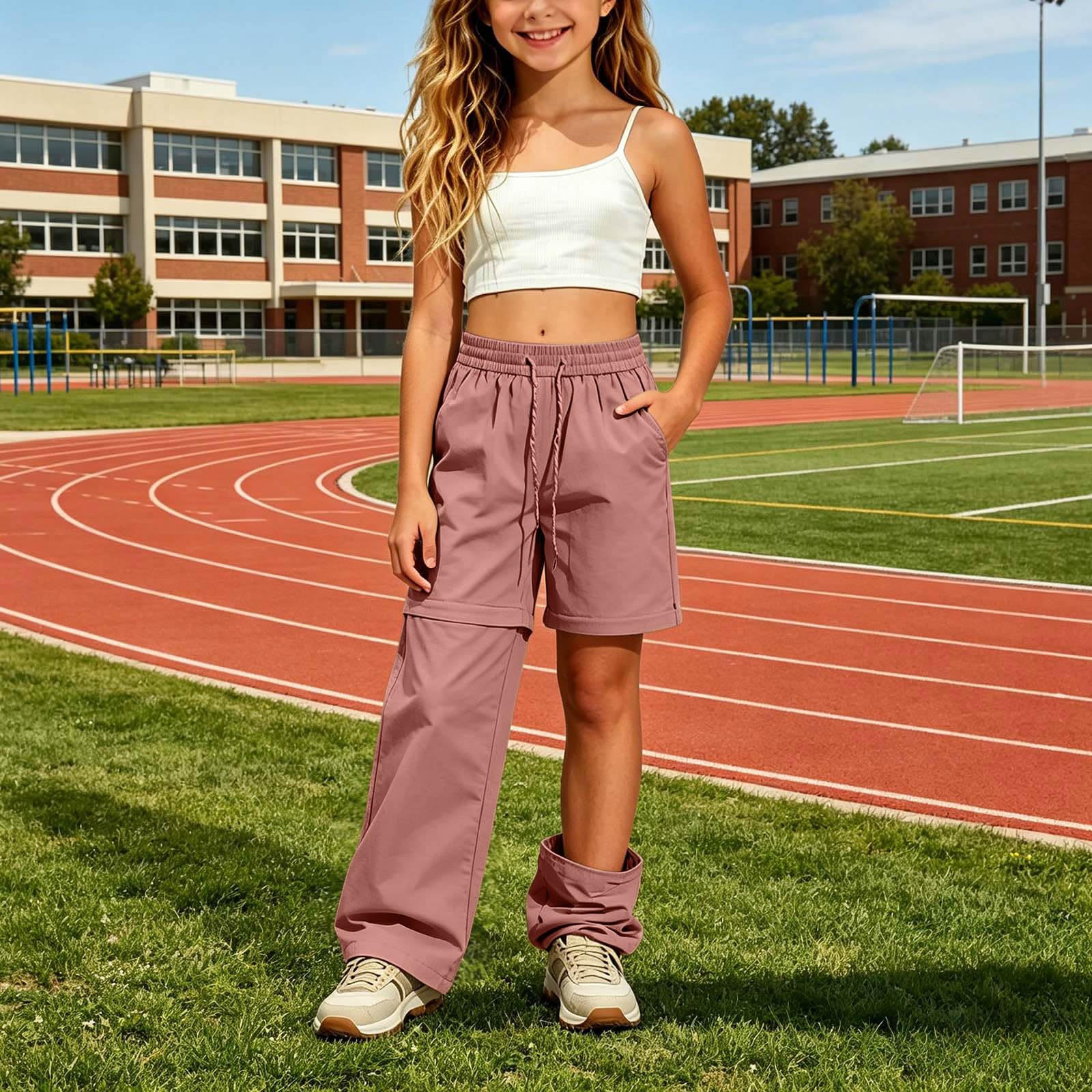 Pantalón Convertible Senderismo para Niña, ligero transpirable con secado rápido, Pantalón deportivo técnico con cremallera y bolsillos, ideal para trekking, uso diario y salidas casuales al exterior