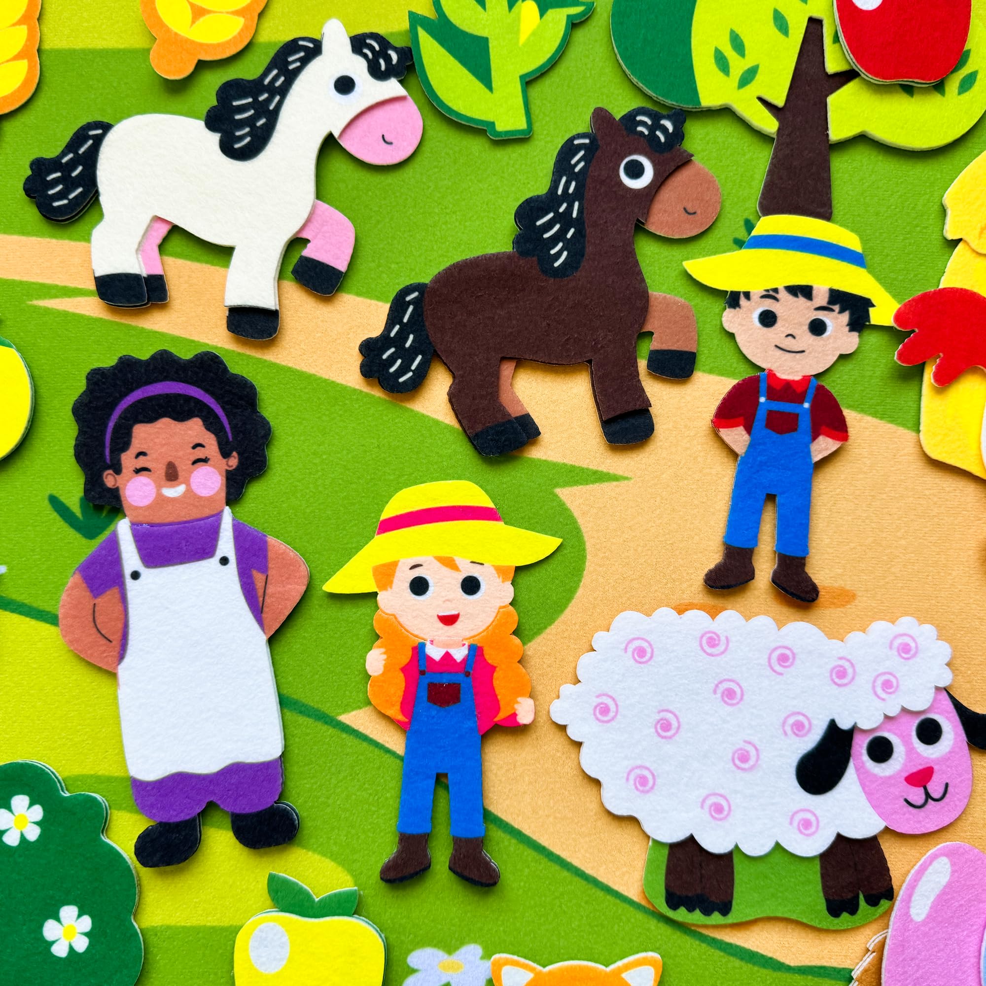 QUOKKA Tablero Animales Fieltro para Niños 3 4 5 Años - 104x76 cm Pizarra de Fieltro con 70 Piezas Animales de Granja Infantiles 1 2 Años - Juegos Educativos para Niños y Niñas