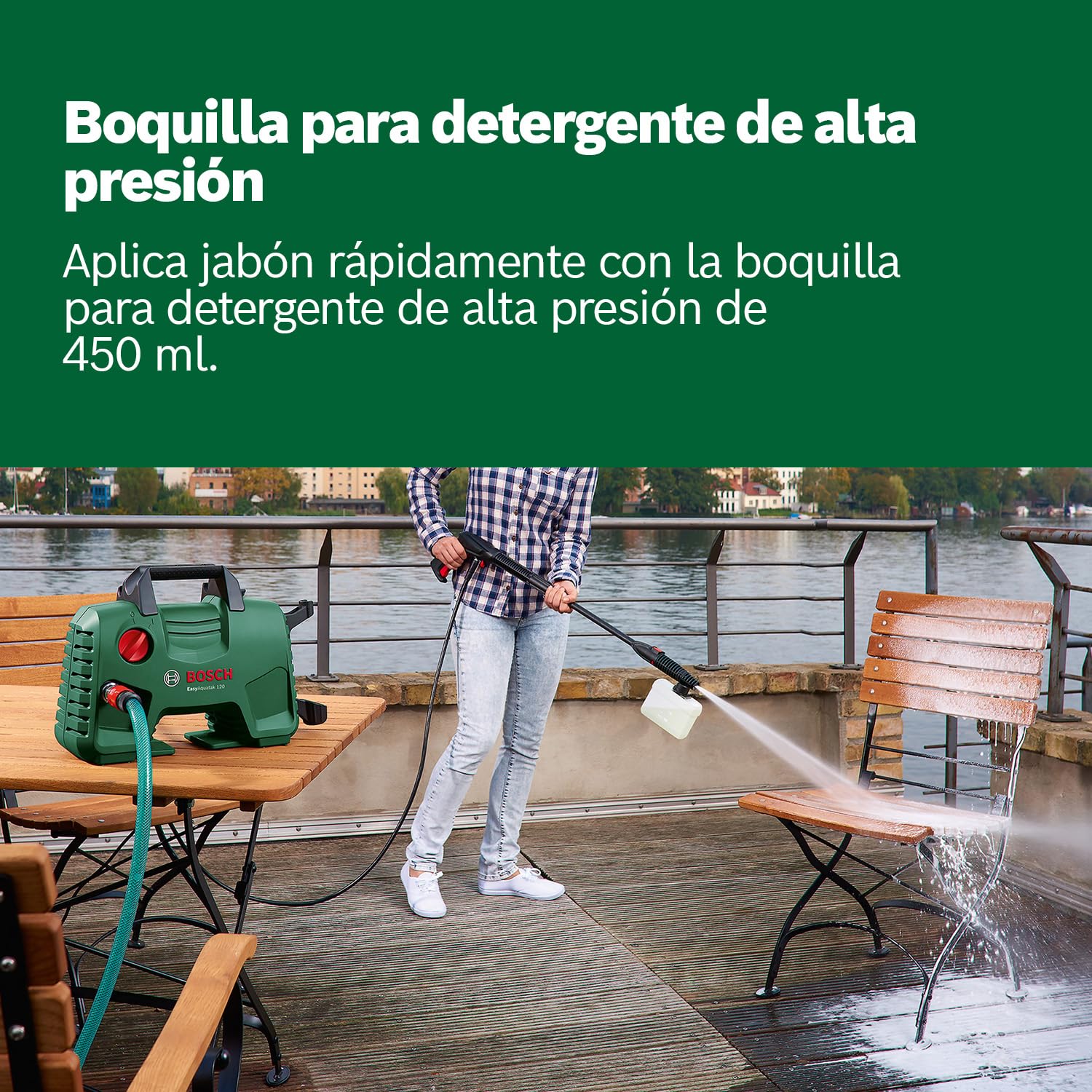 Bosch Hidrolimpiadora de Alta presión EasyAquatak 120 (1500 W, Kit para hogar y para Coche Incluido, caudal máx.: 350 l/h, en Caja)
