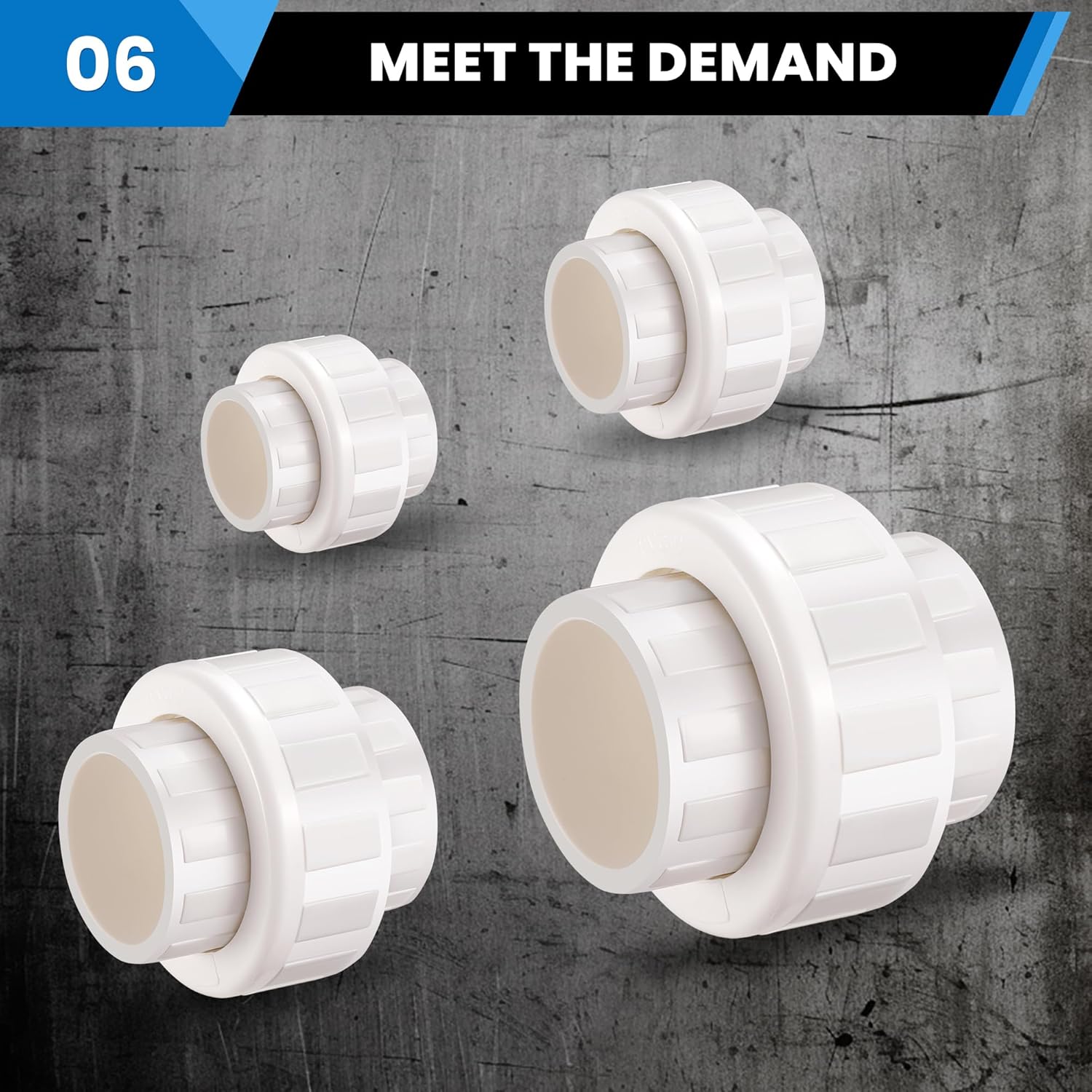 2 Inch Union Coupling Pipe Fitting (Socket x Socket), 2 Pcs Schedule 40 Heavy Duty Union Coupling Pipe Fitting for DIY PVC Creations.