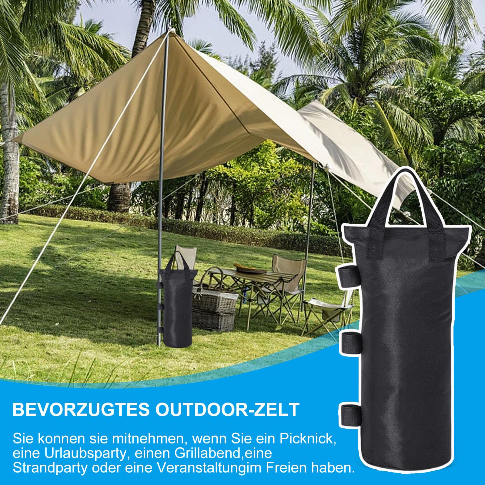Gewichte für Pavillon, 4 Stück Pavillon Gewichte Sandsäcke, Canopy Gewichtstaschen Zeltstangen zu befestigen, 600D Oxford Stoff Beschwerung für Zelt Pavillon Gartenzelte Sonnenschirme Auto & Motorrad