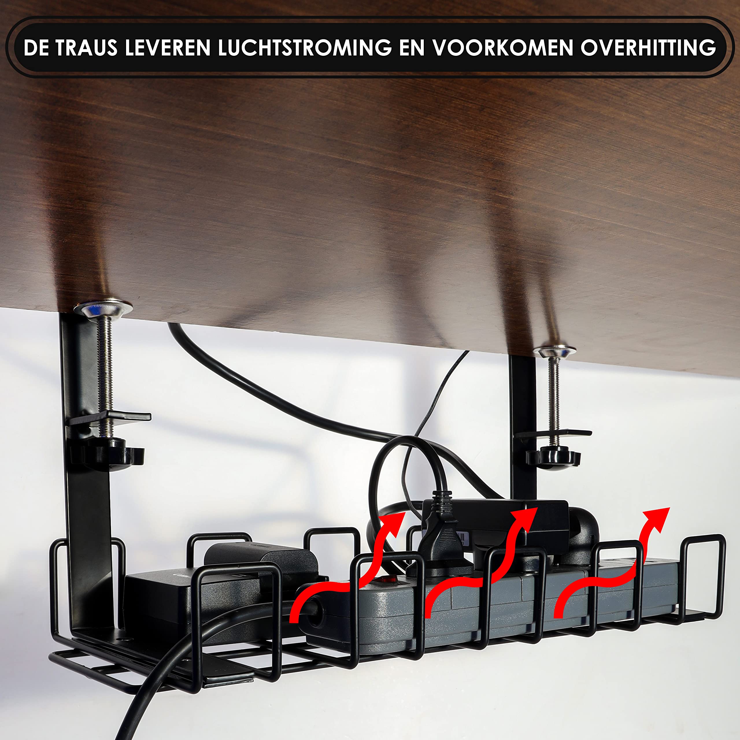 Kabelgoot Metaal HOMMAND Kabelgoot Onder Het Bureau, 2 Stuks, Kabelbeheer, Kantoor, Zeer Robuust, Kabelmanagement, Kabelopberglade, Om De Kabels Van Het Kantoor Netjes Te Houden Netjes Bureau