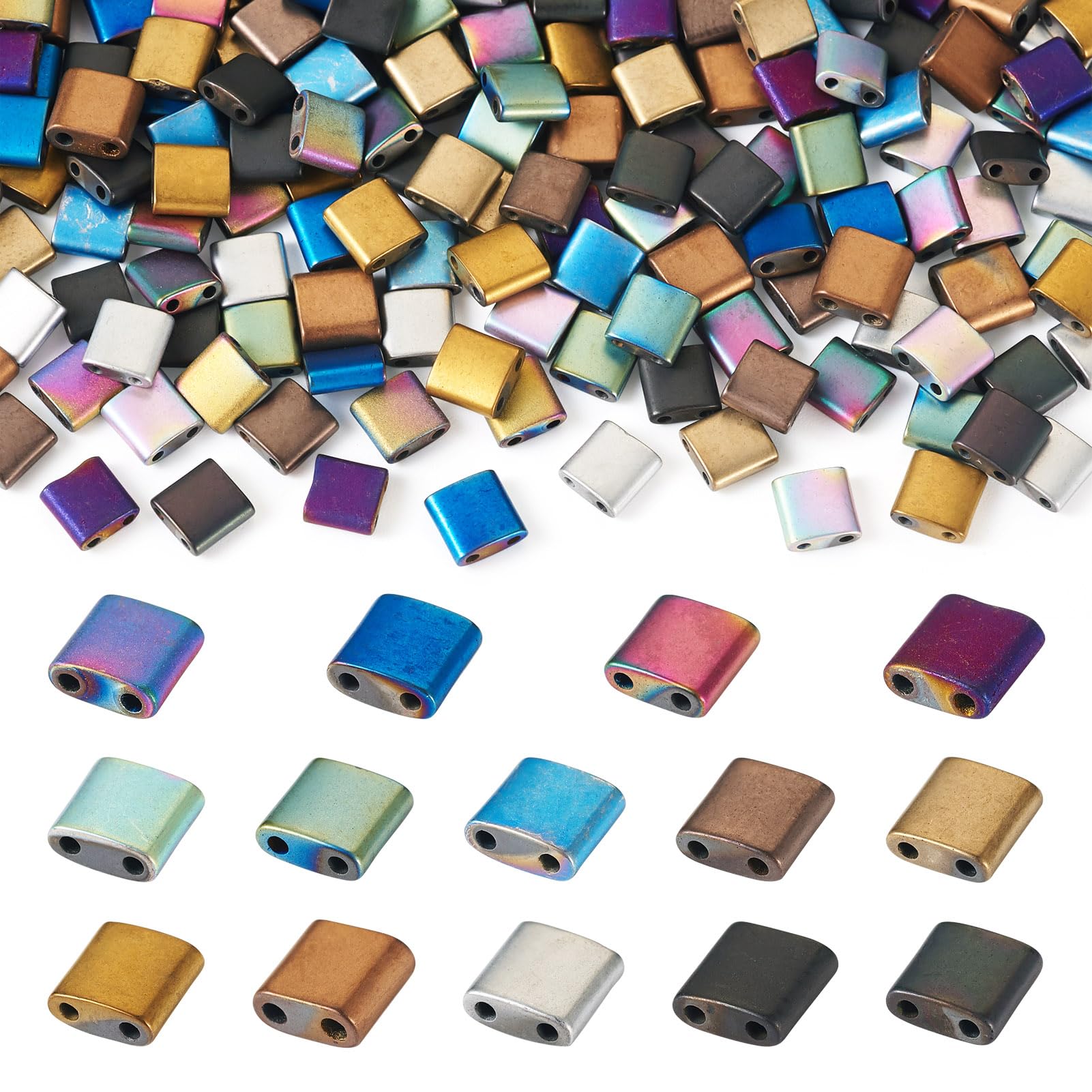 Perles Tila carrées à 2 trous pour un enfilage stable de vos bracelets faits main