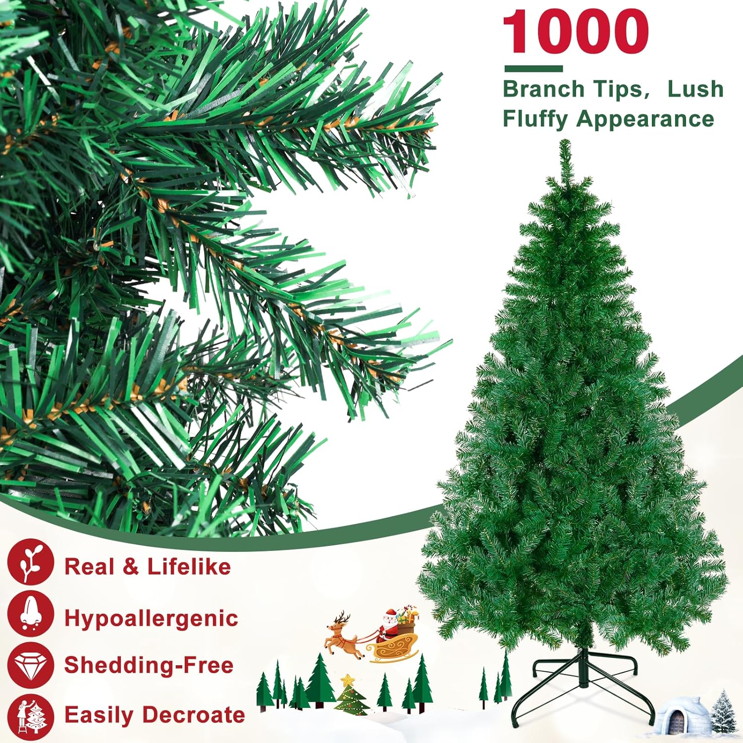 Árbol De Navidad Artificial Mini Preiluminado De 2 Pies