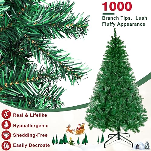 Miniatura 3 de Árbol de Navidad artificial de 1,000 puntas de 6 pies sin luz verde con base de metal Choiana
