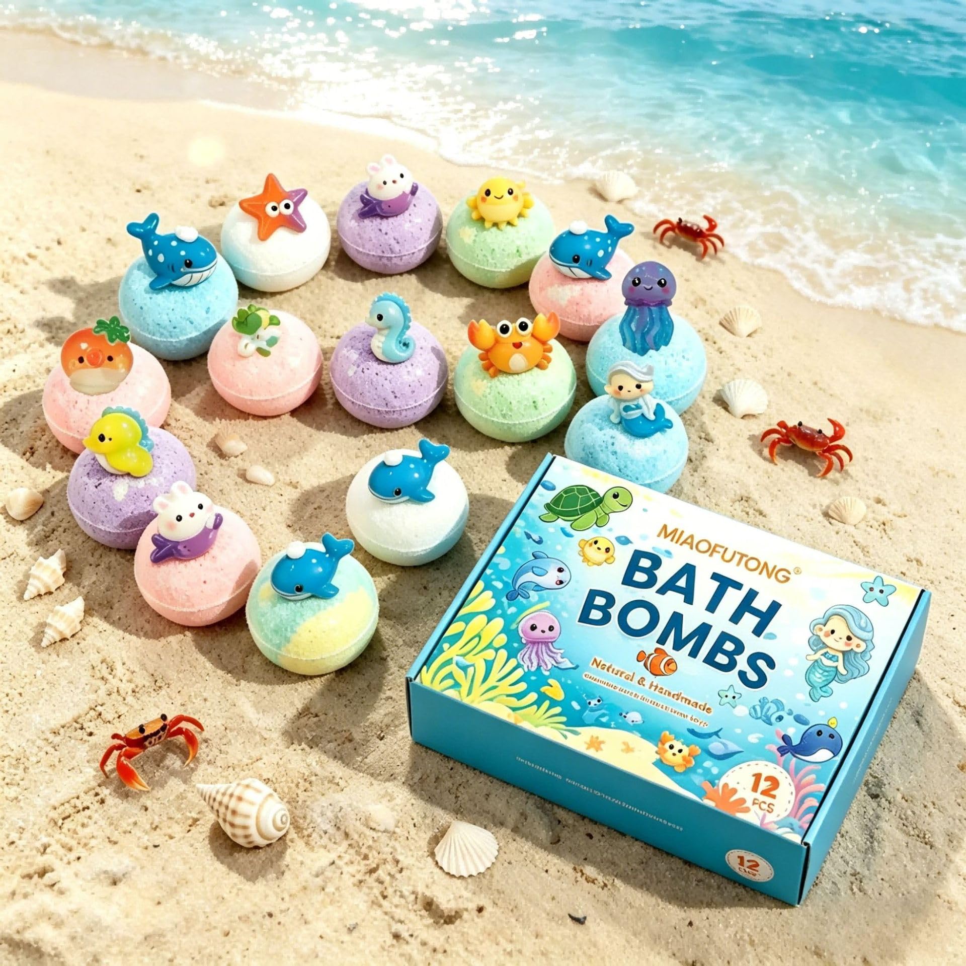 PlayFizz - Easter Surprise Bath Bombs WITH TOYS for KIDS 1 Box – 12 Pieces(1 Box – 12 Pieces)