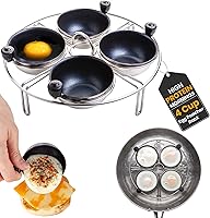 Vista 9 de Eggssentials Inserto para cazador furtivo de huevos de acero inoxidable para cocinar huevos escalfados, taza para escalfar huevos sin PFOA