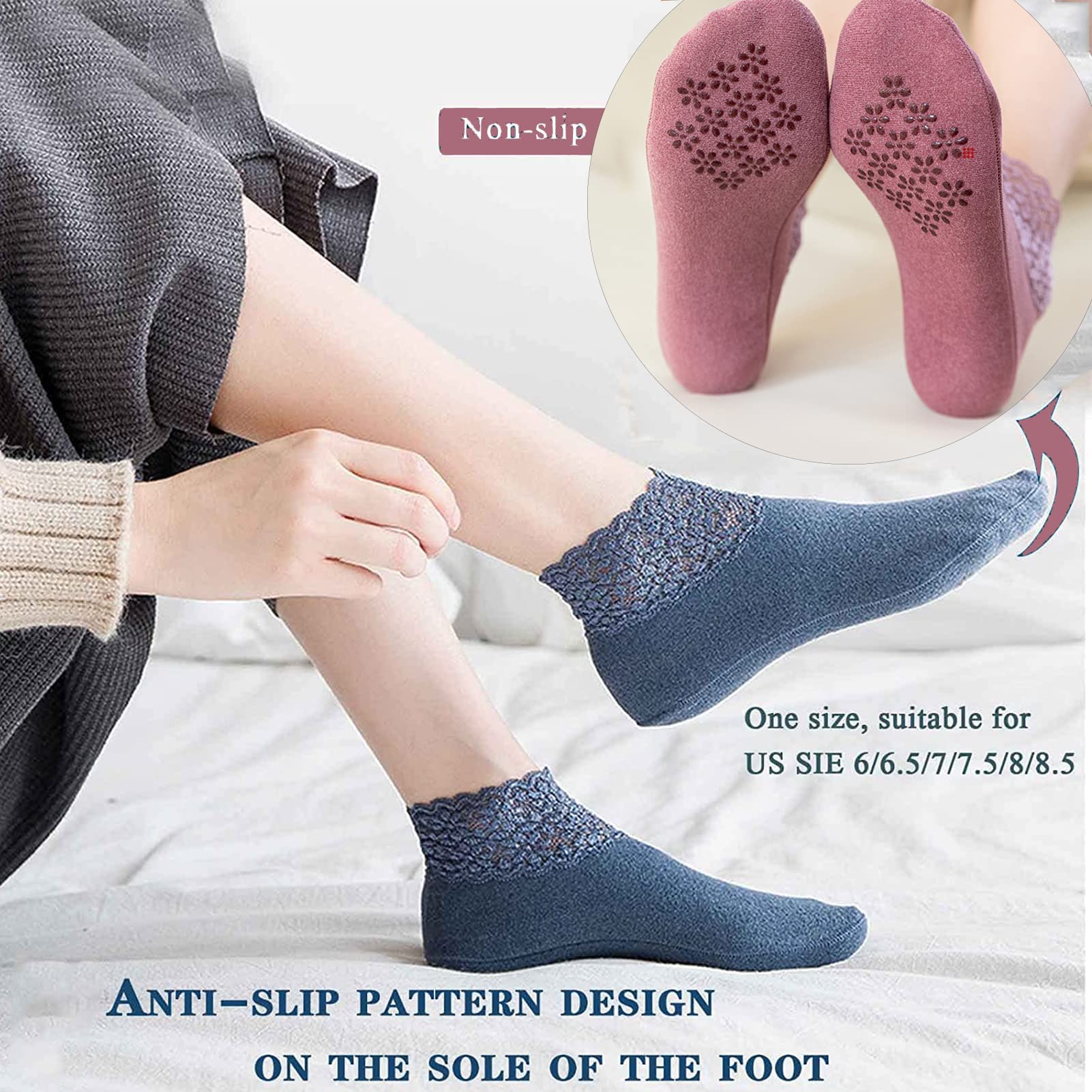 6 Paires Chaussettes à Volants Multicolores Femme - Chaussettes Cheville Ballet, Légères Et Respirantes