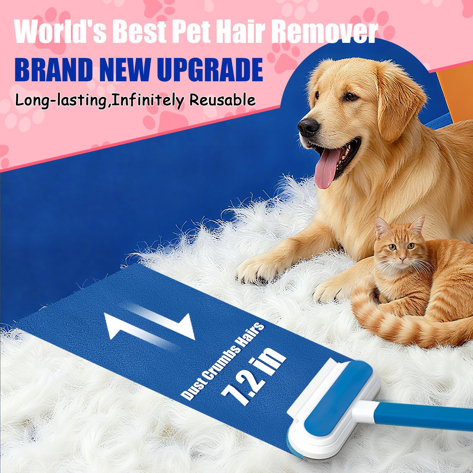 Pet Hair Remover for Couch, 18-Inch, Suitable for Sofas, Sheets, Cleaning Cars, Windows and Other Furniture, Pet Hair Removal Tool for Removing Cat and Dog Hair, Reusable, Washable - image 4