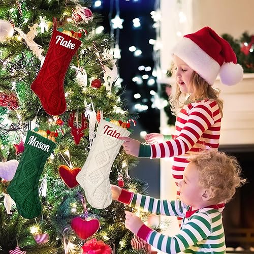 Miniatura 8 de Calcetines de Navidad personalizados, calcetines de Navidad familiares con nombre personalizado, calcetín de Navidad de punto grande de 18 pulgadas