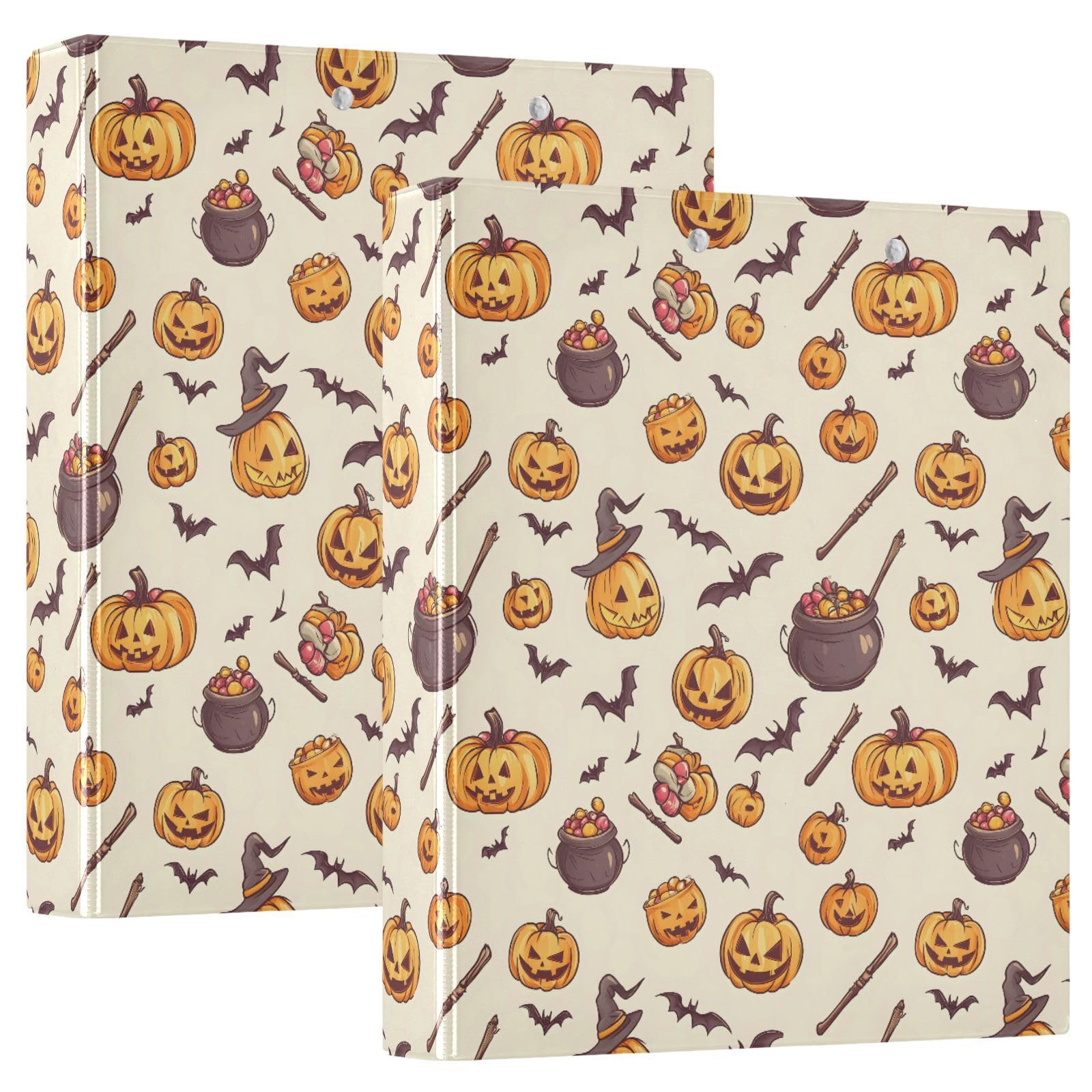Lot de 2 classeurs à 3 anneaux en D pour Halloween avec 200 feuilles pour enfants, fournitures scolaires, femmes, hommes et bureau