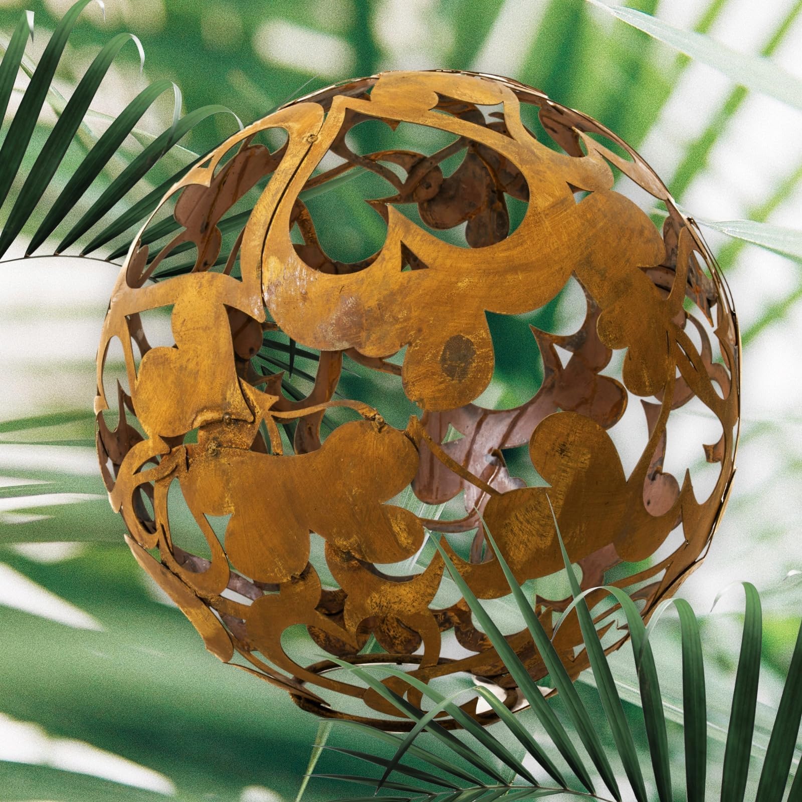 Kapaga - Gartenkugeln Rost ⌀ 28 cm - Kugeln für Außen - Deko Garten Vintage - Deko Garten für Kerzen - Kugeln für Draußen - Kugel Außen - Herz