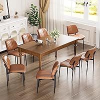 Vista 28 de Juego de 4 sillas de comedor, modernas de mediados de siglo, para comedor y cocina, con tapizado de piel sintética en rayas verticales para tocador