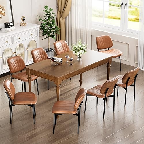 Miniatura 28 de Juego de 4 sillas de comedor, sillas para comedor y cocina, silla de acento moderna de mediados de siglo certificada FSC, sillas tapizadas de piel