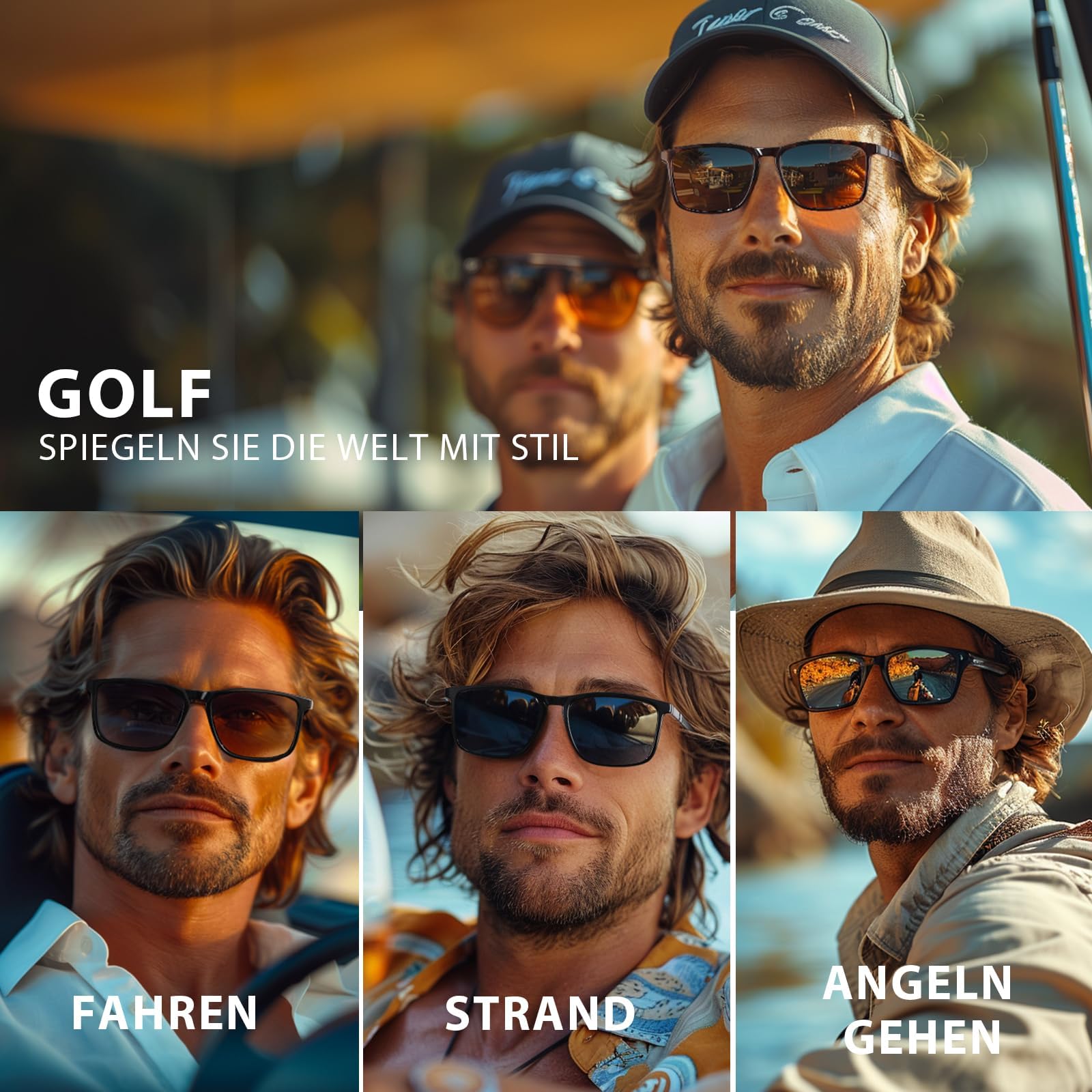 Occhiali da sole polarizzati da uomo – donna UV400 protezione sunglasses uomo donna TR90 montatura ultra leggera nera CAT 3 CE retrò sport occhiali da sole polarizzati per pesca, pesca, pesca