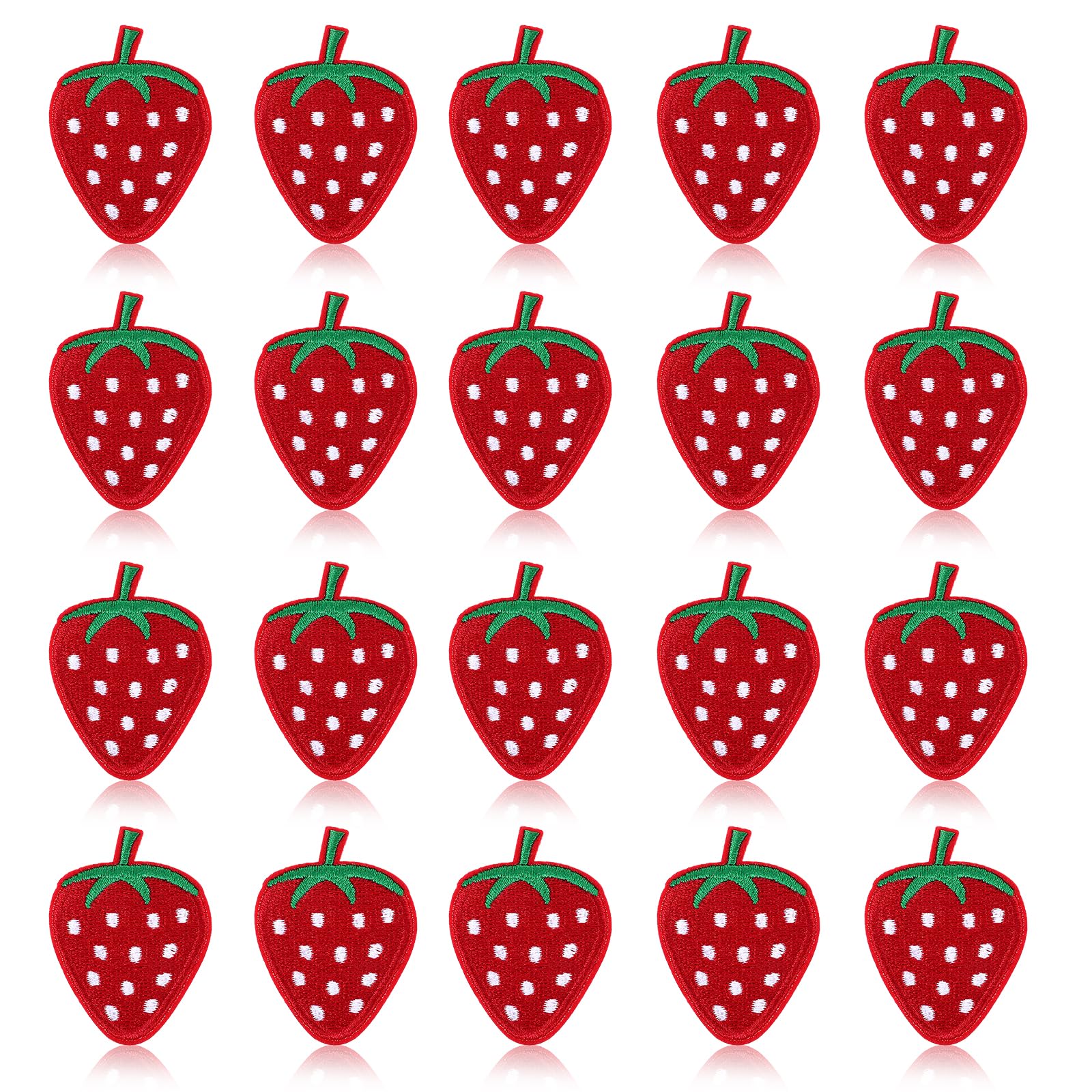 Jeffdad 30PCS Cute Strawberry Embroidered Iron on Patches Fruit Decorative Patches Embroidered DIY Sew on Iron on Patches for Shirts, Jeans, Hats, Coats, Jackets, Backpacks