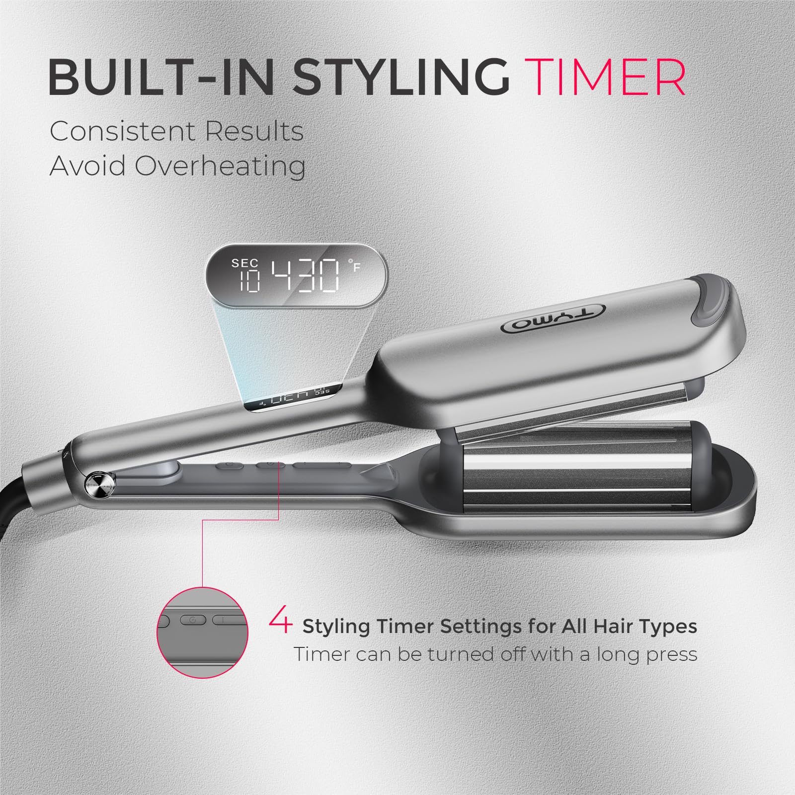 New Curling Iron Hair Crimper Waver - TYMO ROVY Beach Waves Curling Wand Ionic TYMO ROVY Beach Waves Curling Wand, Ionic Deep Waver Hair  main image 2